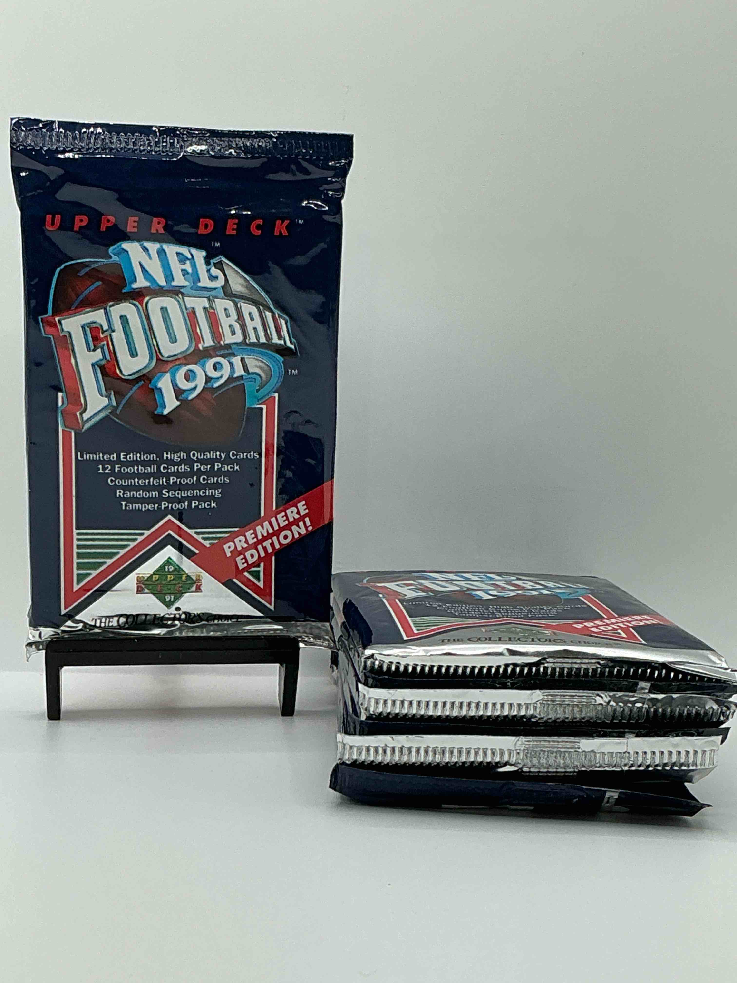 rare & vintage! 1991 upper deck premier edition unopened nfl football packs! direct from original box! brett favre rookie year! search for brett favre rookie & other 80s stars!