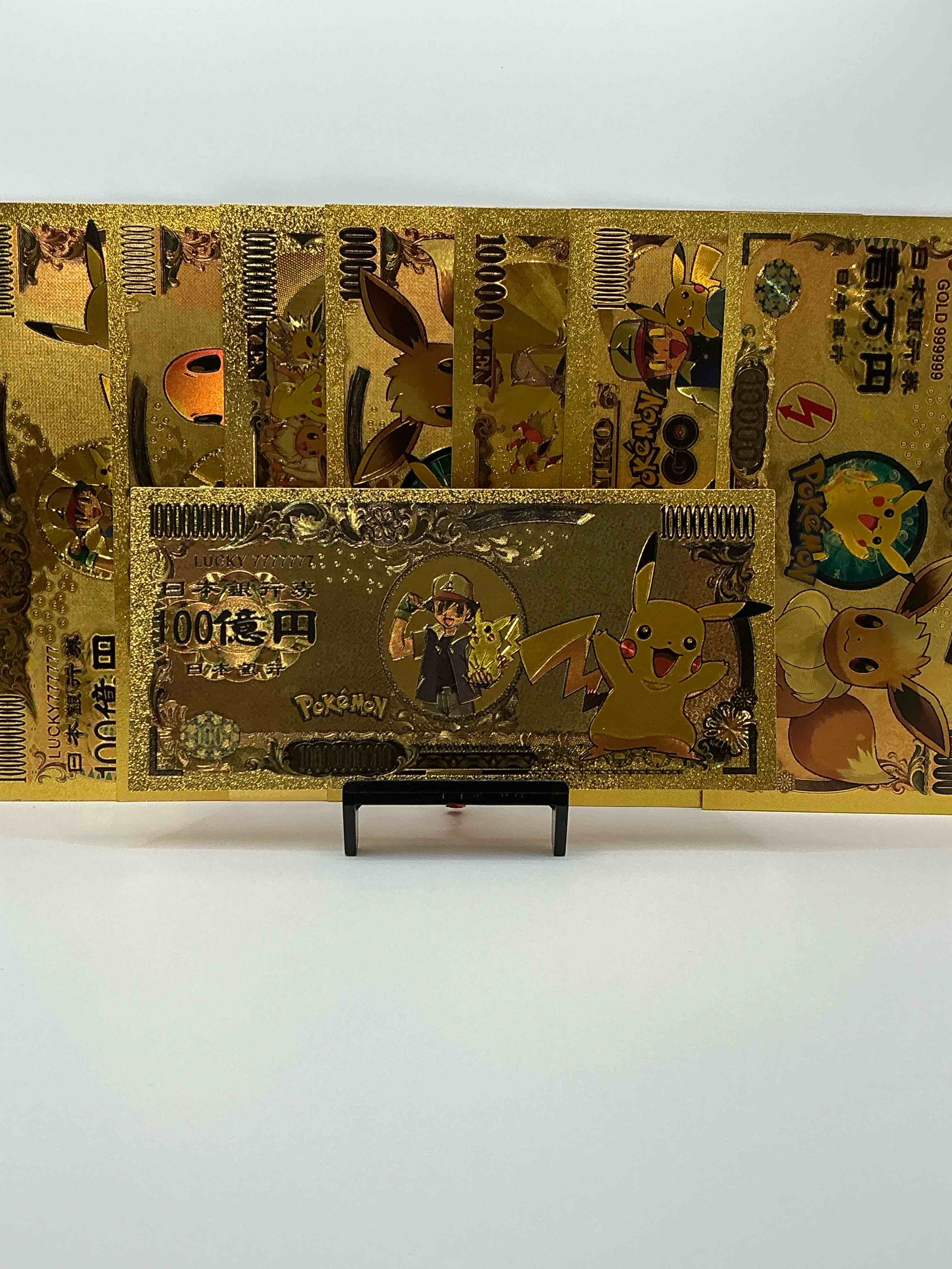 pokémon novelty gold in this color dollars! ultra cool novelty 10,000 pokémon bill with characters & cool designs! rare & hard to get! 