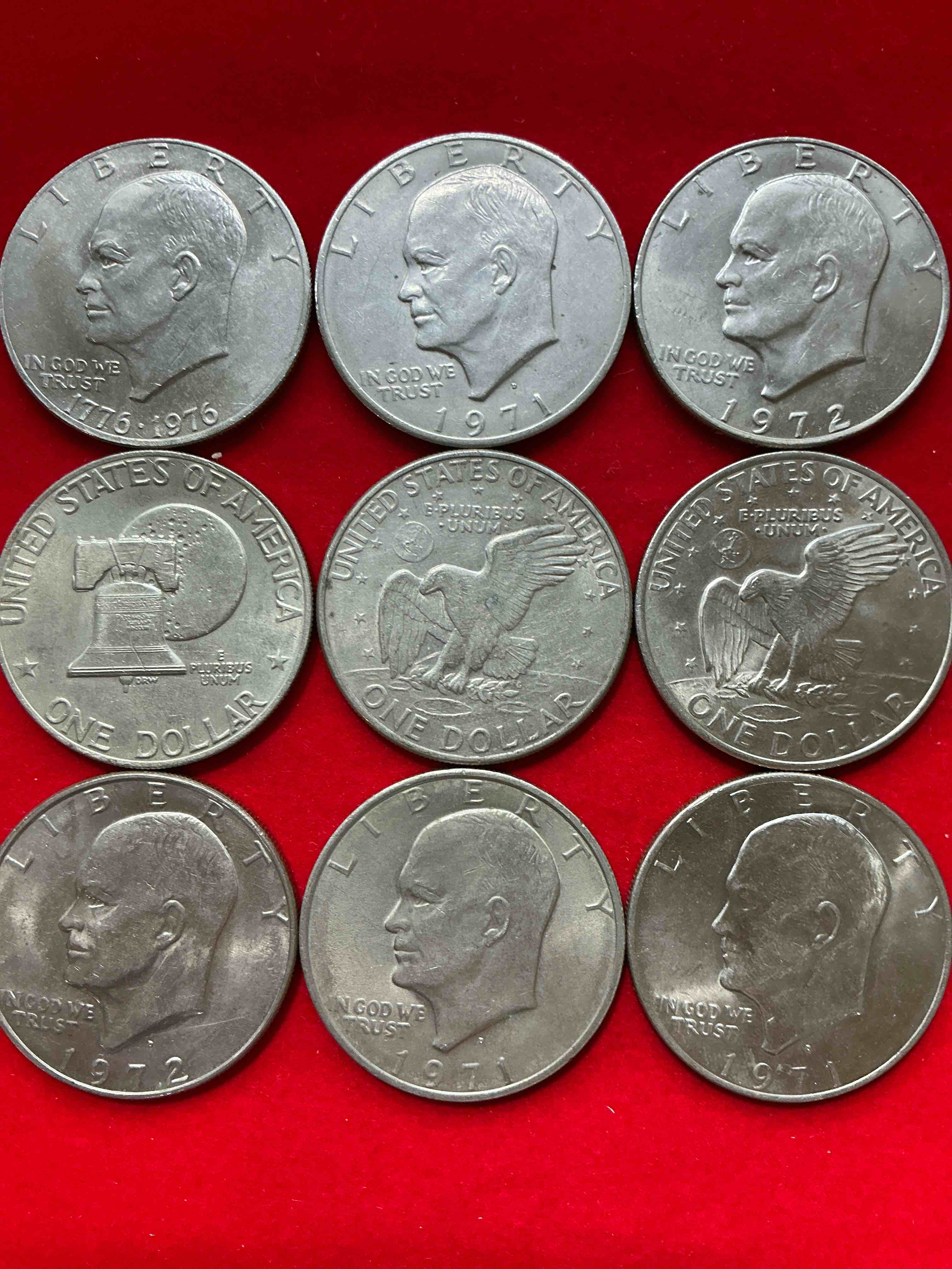 gorgeous eisenhower dollars! here are circulated “ike” dollars! up for auction are ike one dollar coins from different years! awesome ike dollars! even includes rare bicentennial 1976 edition