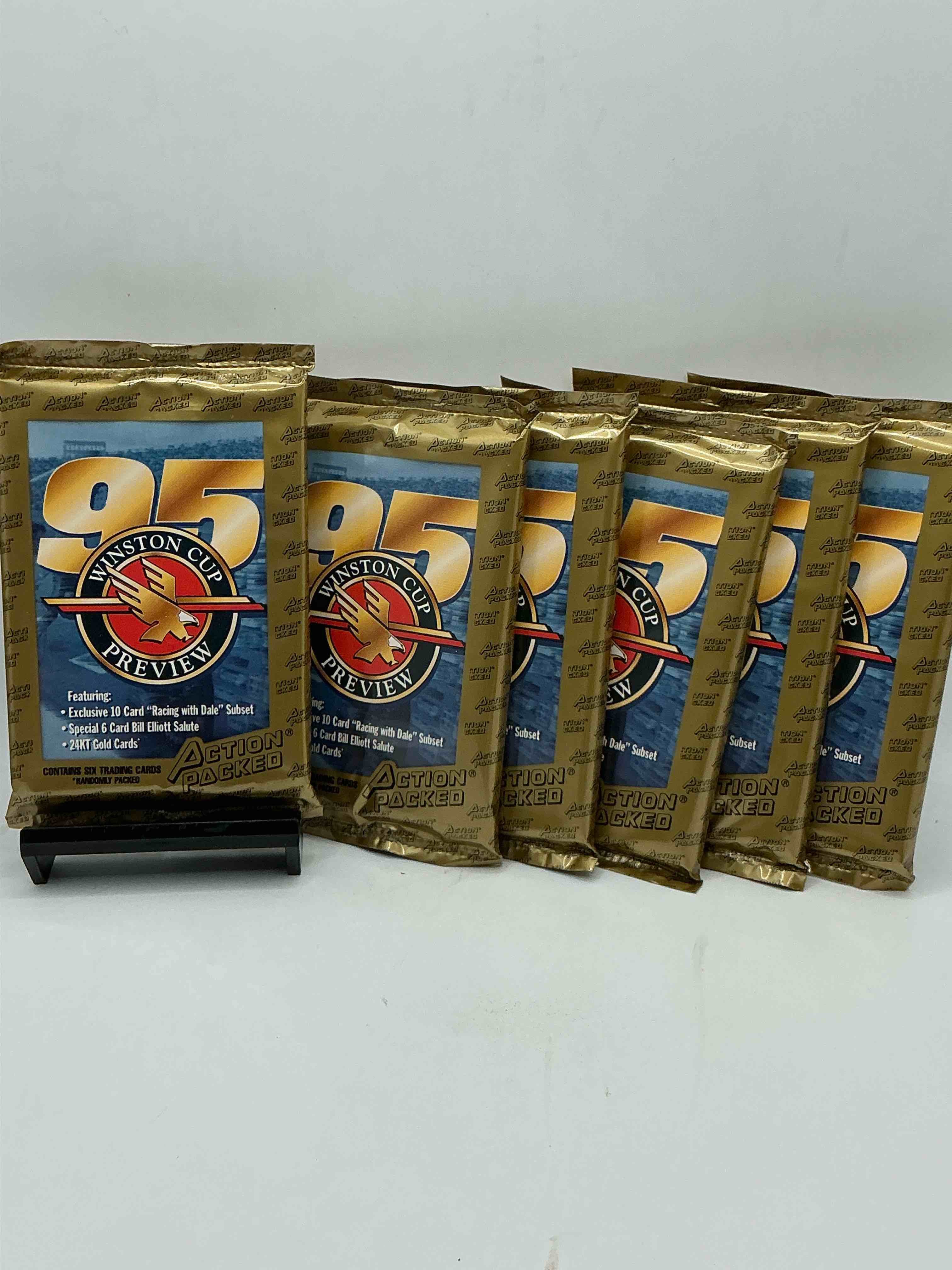 nascar craziness! 1995 action packed winston cup preview card packs! search for dale sr subsets & a special 6 card bill elliot salute! all the best in nascar from the 90’s!