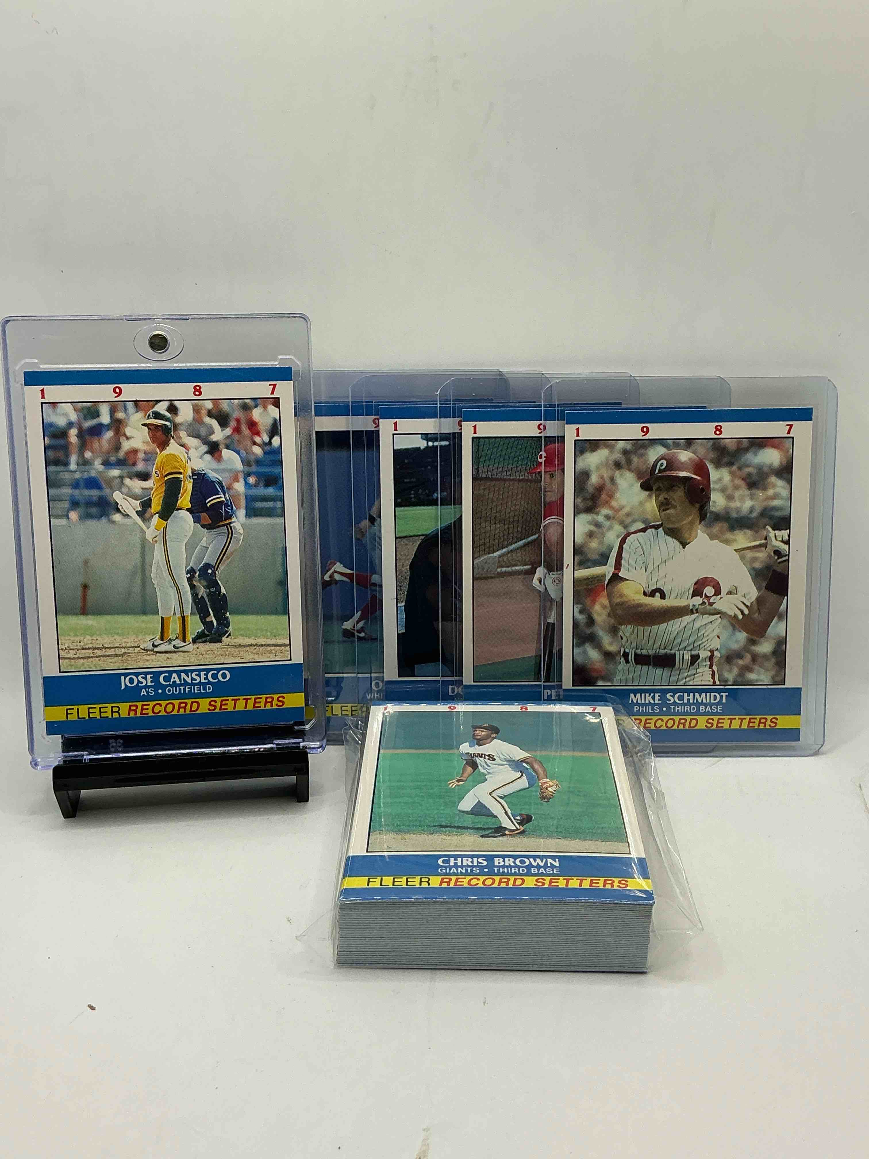 1987 baseball history! fleer collector’s “baseball record setters” 50 card complete! limited edition! included is all of the legends from the late 80’s like jose canseco, don mattingly, roger clemens, pete rose & so many more! everything included just like it would’ve been purchased in ‘87! wow!