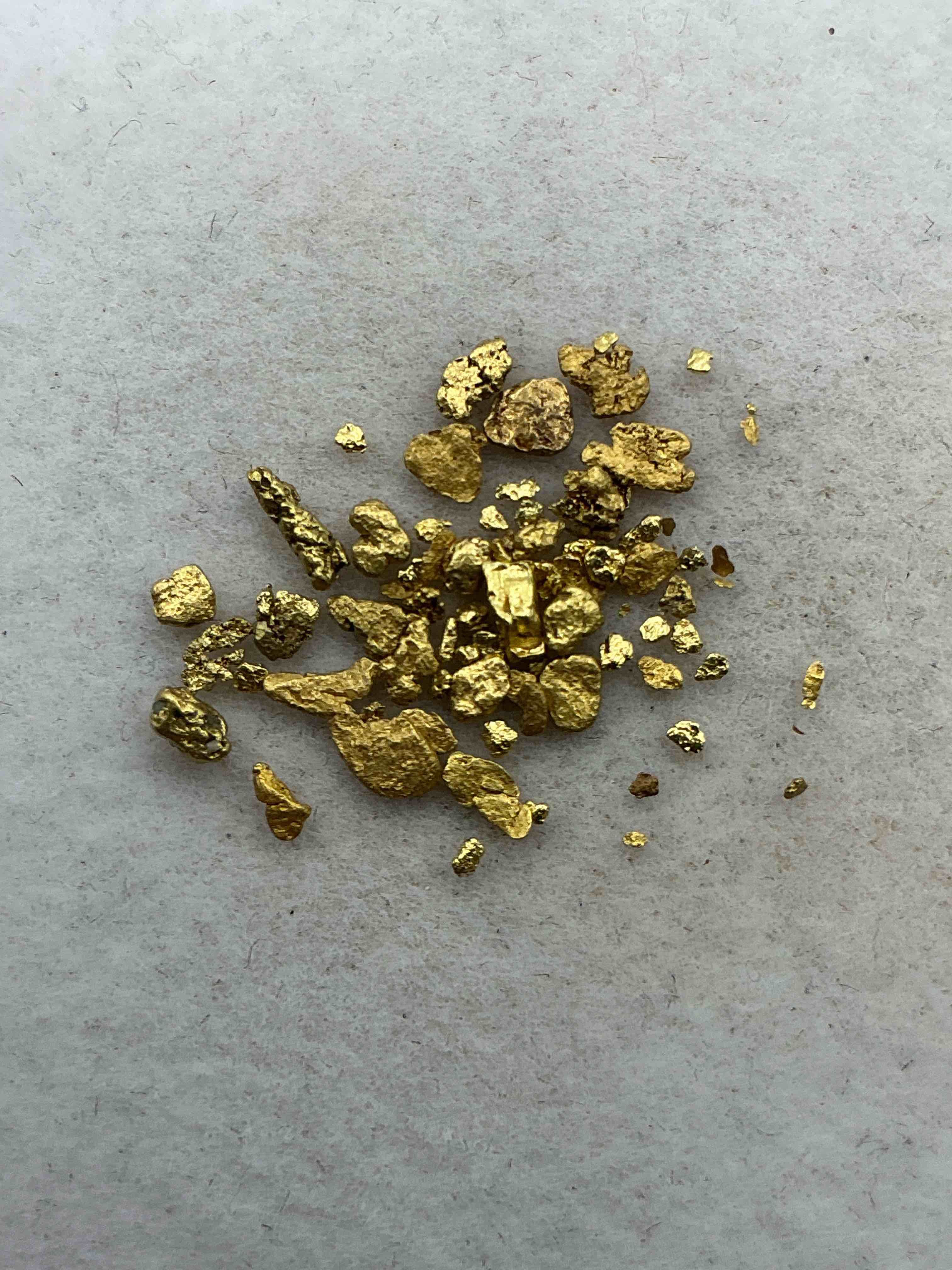 one gram total genuine gold nuggets! gold nuggets fresh from prospecting north carolina mountains, total weight of all nuggets is approximately one gram. these gold nuggets typically test at between approx 22-24 karat. gold in raw, prospected form is extremely hard to find & much rarer than any refined form. get in on the gold craze... gold has increased in value over 40% since 2025! u.s. dime for size reference only (not included). gold vile in image included. own genuine, gold nuggets!