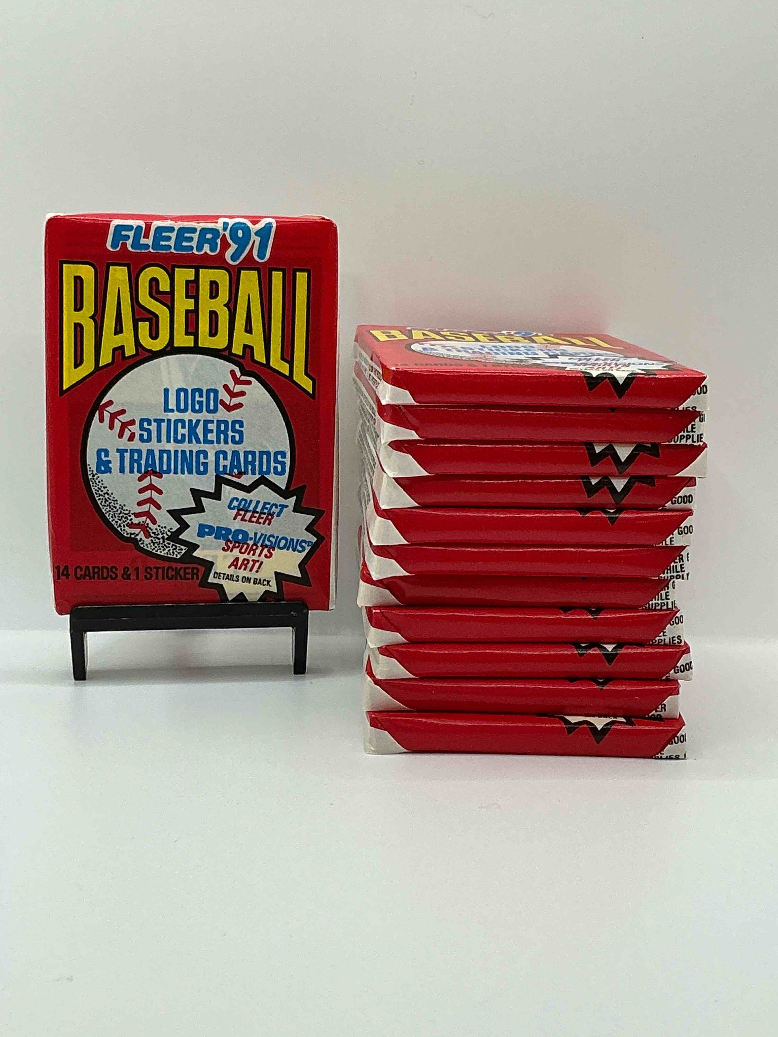 1991 fleer baseball unopened wax pack, direct from original sealed retail case search for griffey jr. & barry bonds "generation stars" combo card #710 (psa 10 value $200), nolan ryan, don mattingly & so much more!