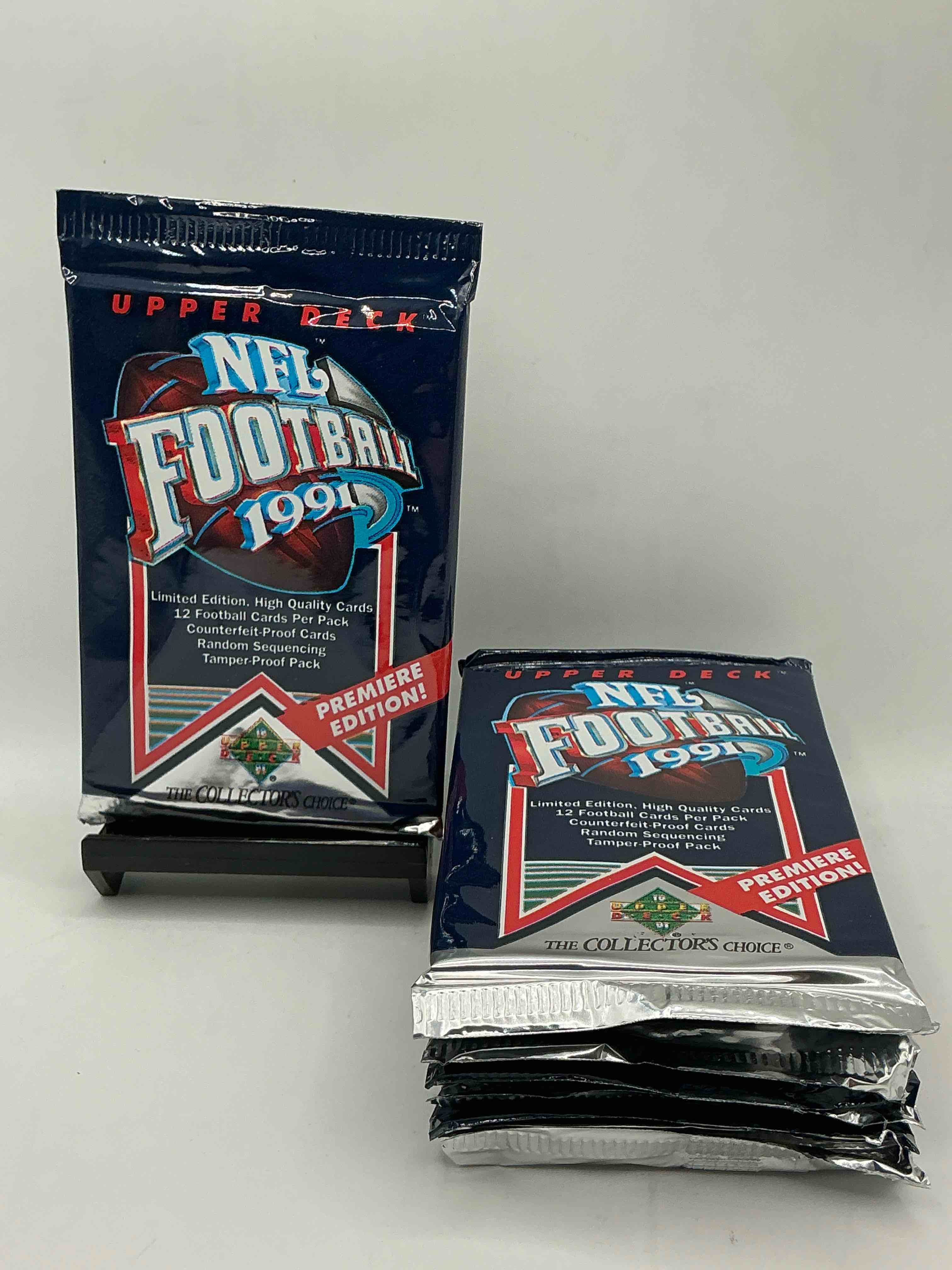 rare & vintage! 1991 upper deck premier edition unopened nfl football packs! direct from original box! brett favre rookie year! search for brett favre rookie & other 80s stars!