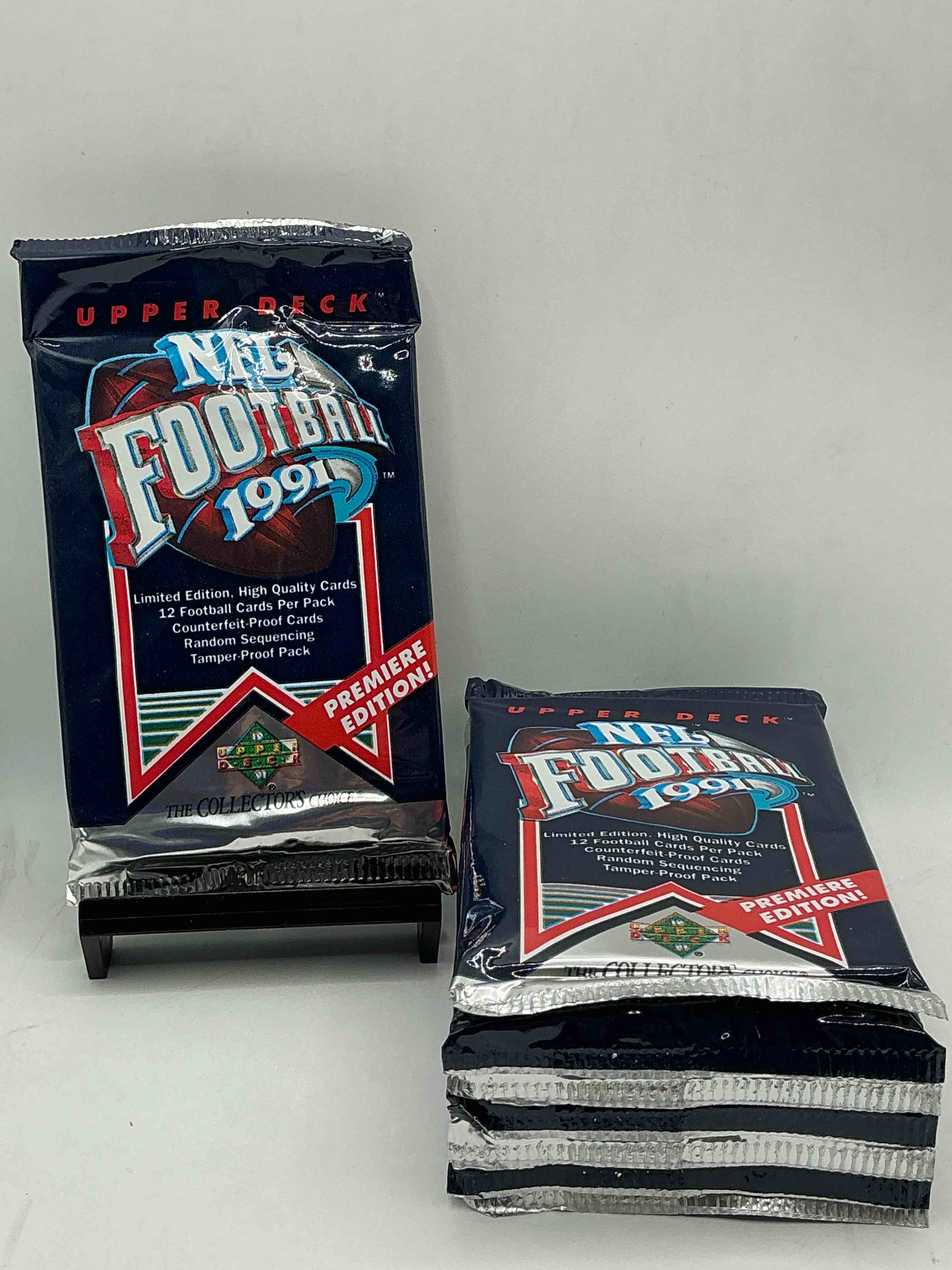rare & vintage! 1991 upper deck premier edition unopened nfl football packs! direct from original box! brett favre rookie year! search for brett favre rookie & other 80s stars!