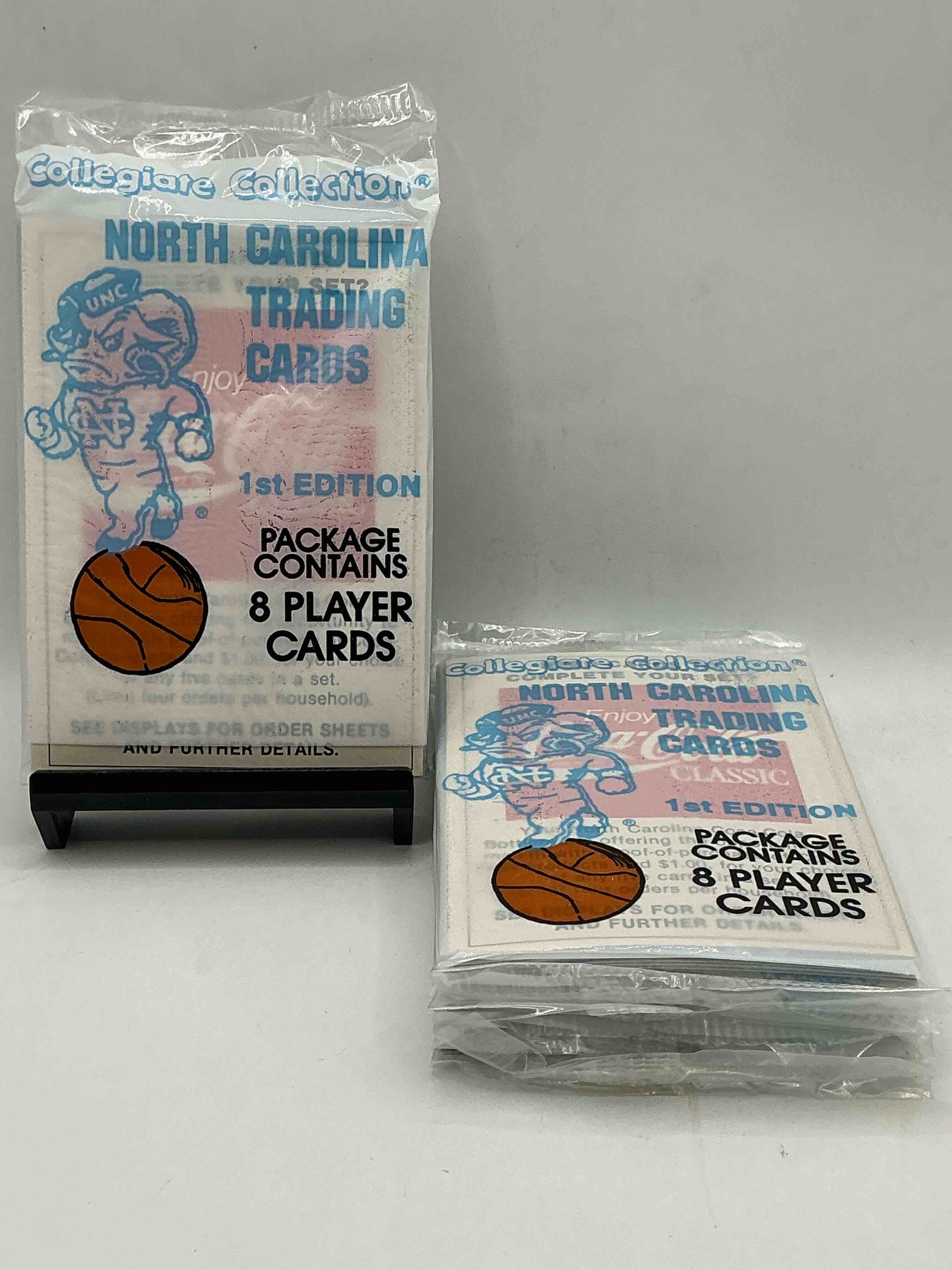 michael jordan! 1989 university of north carolina trading cards 1st edition 8 cards per pack! look for the goat michael jordan cards, maybe even more than one! only one way to find out!