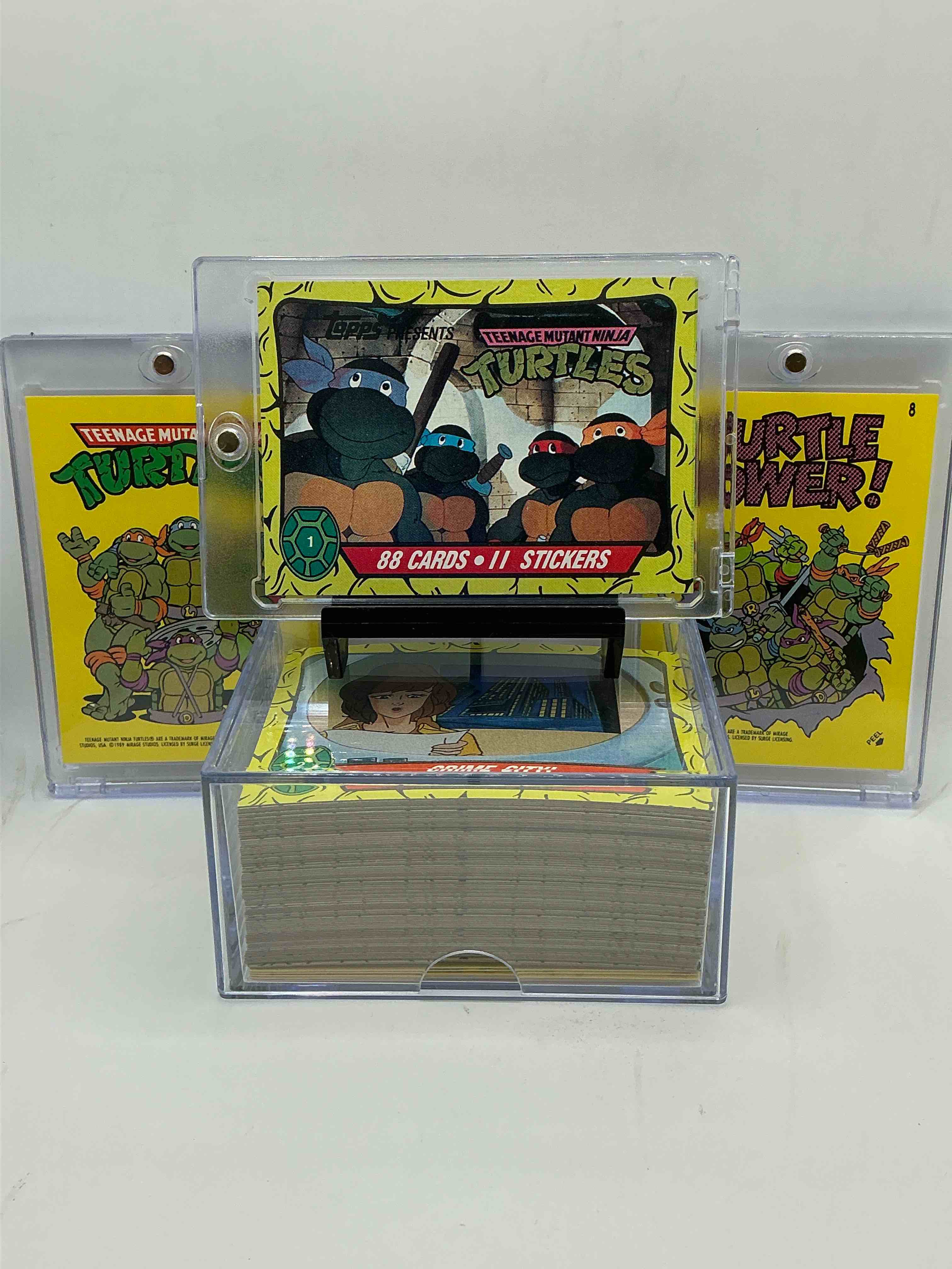 1989 ninja turtle wow!  totally complete original, authentic teenage mutant ninja turtles complete trading card & stickers!  all 88 cards & 11 stickers included, for a total qty of 99! excellent condition!  your chance to own a genuine tmnt original serious collectible! 