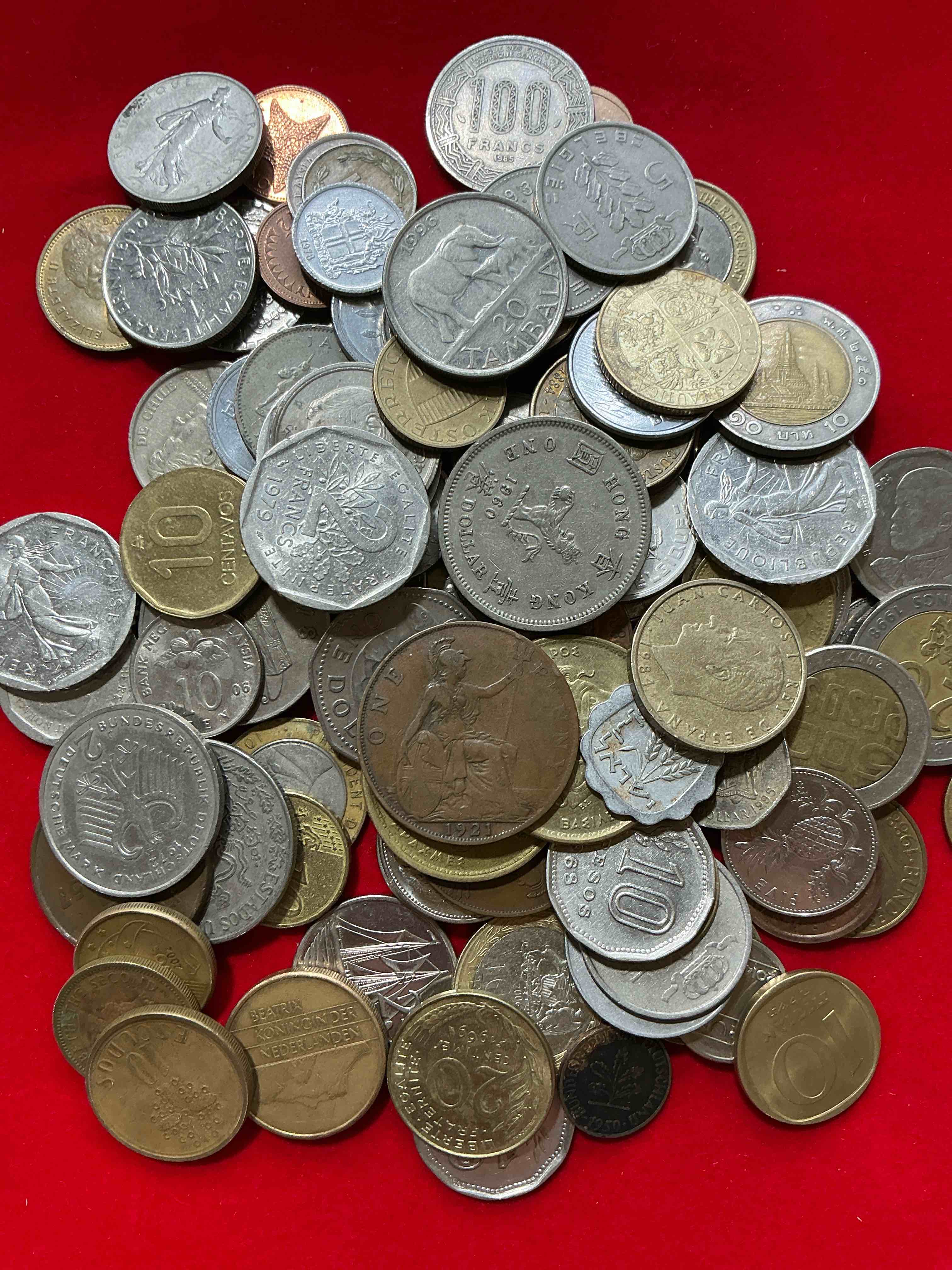 Condition photo showing Good Condition for world coins, antique & vintage! each lot is unique! many different years, countries, sizes & exotic places. this cool collection of antique coins from around the world is loads of fun! have fun identifying each coin & country as a great educational tool! a great investment too!