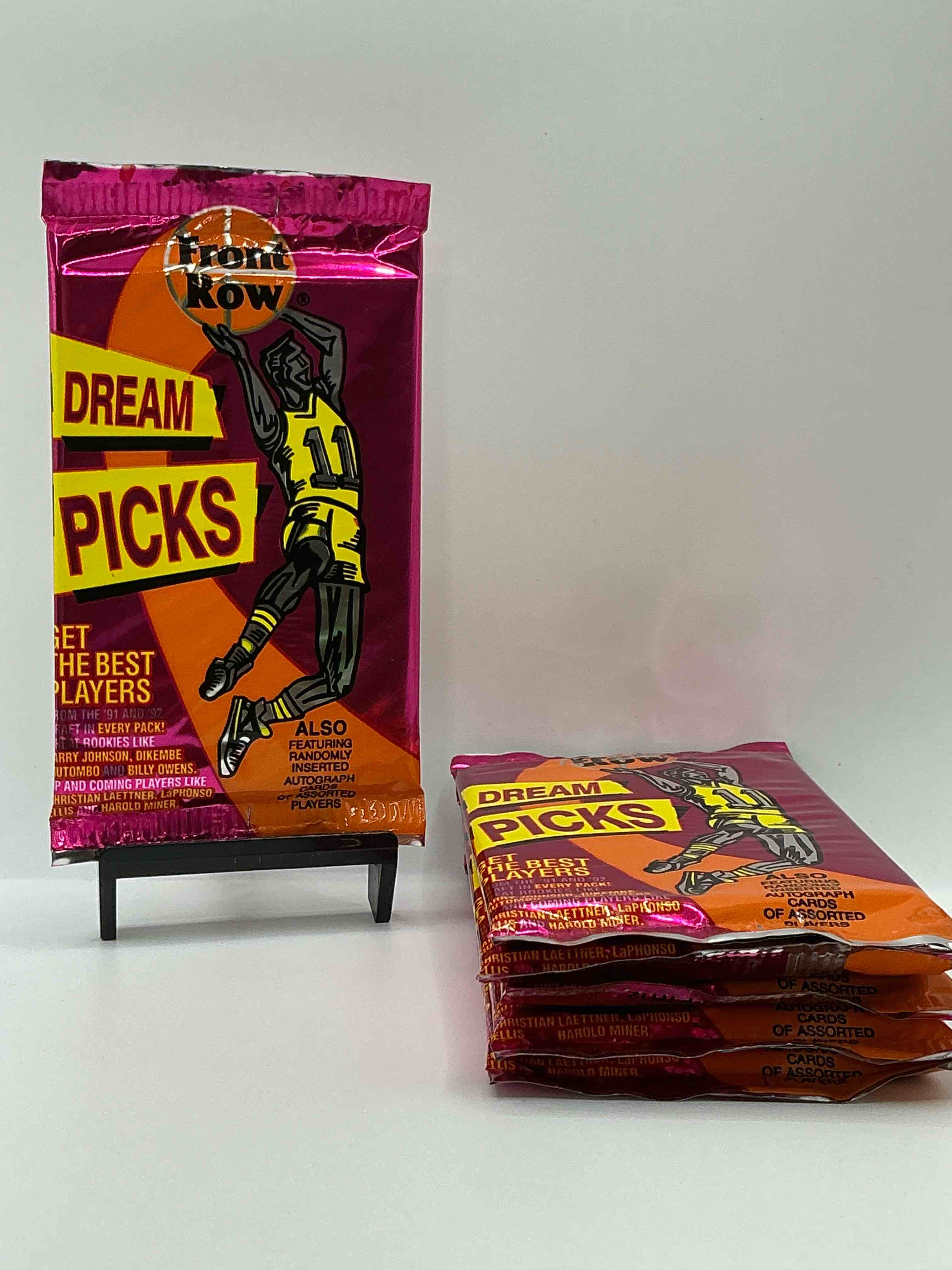 1991 throwback rarity! here's something you've probably never seen! 1991 front row college basketball / nba unopened sealed packs, direct from sealed original retail case! includes randomly inserted rare autograph cards! front row was the “original" college jersey card packs back in the day & has long been defunct. these cards are becoming serious collector items due to their scarcity. these things are serious rare! own some great sports card history & something you'll rarely see again!