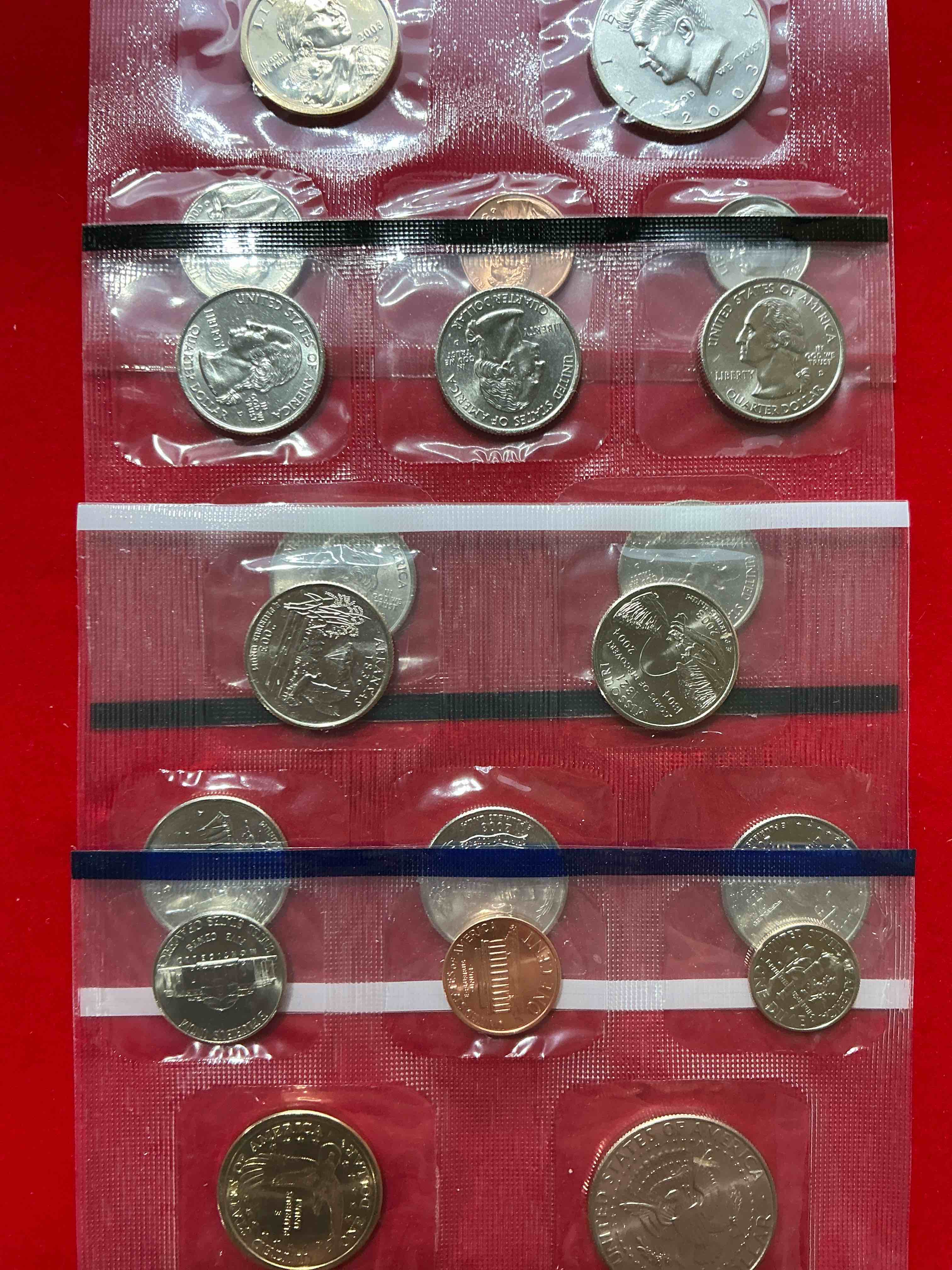 2003 uncirculated mint coins! 20 coin mint coins with state quarters! half dollars, quarters, nickels, dimes & pennies! 20 coin uncirculated mint coins! 