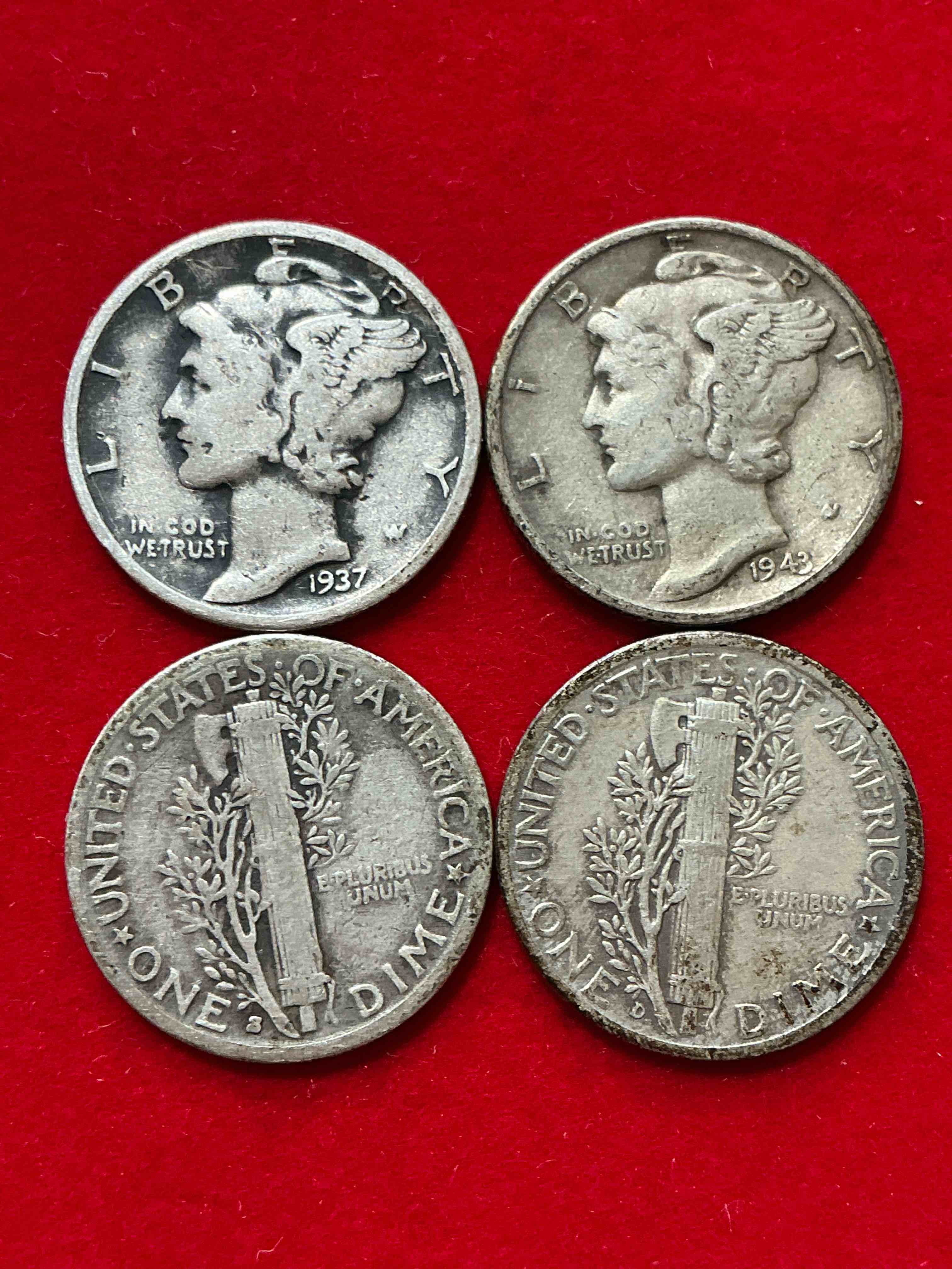 antique u.s. pure fine silver mercury dimes! silver mercury dimes were minted from 1916-1945 & have become serious collector items! check out these awesome examples, all in nice, circulated condition with visible dates & varying years! rare to have visible dates! makes for a great investment in precious metals, mercury dimes are 90% pure fine silver! they don't make em' like this anymore!