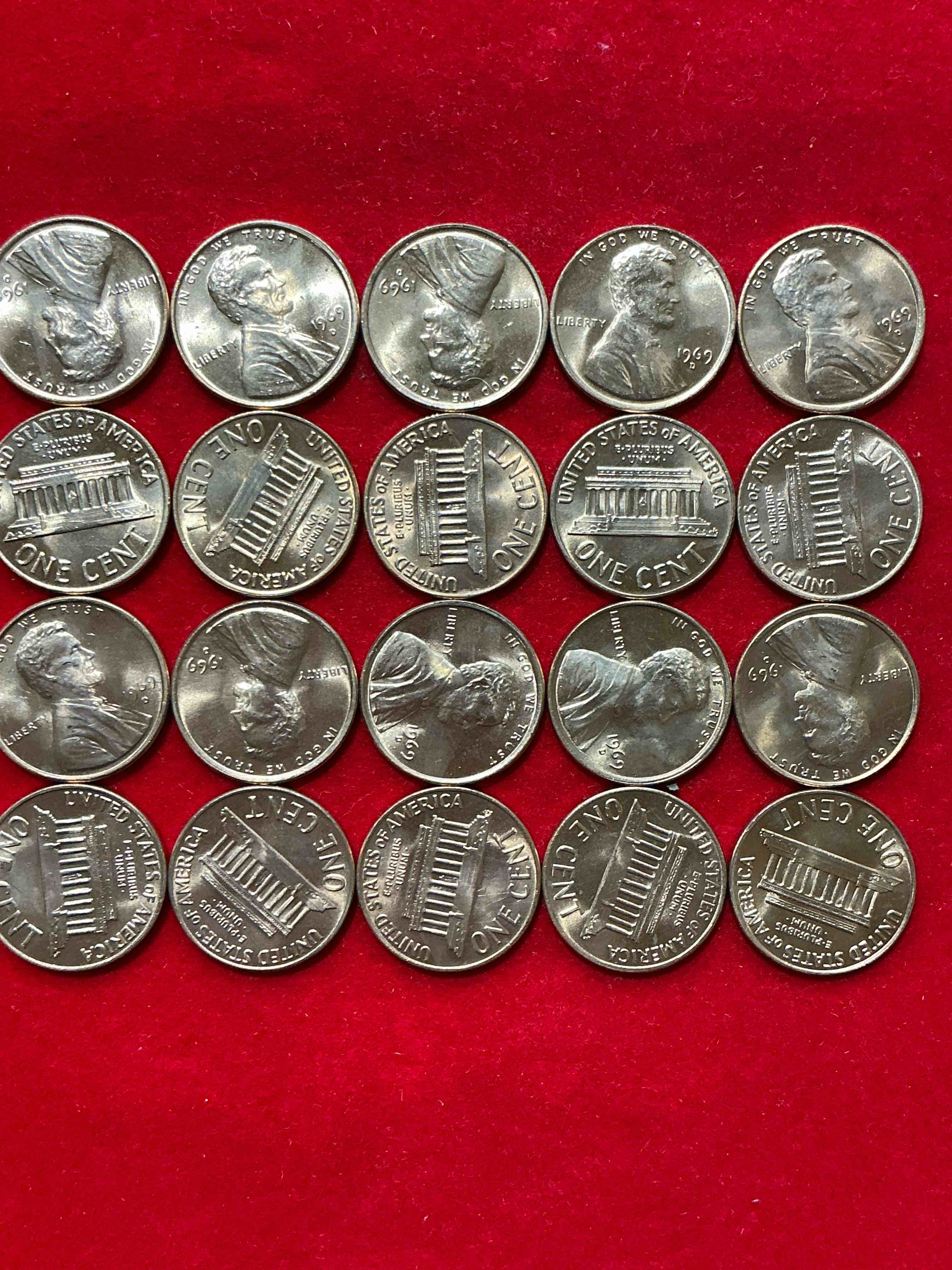 1969 Moon Landing Brilliant Uncirculated Wheat Pennies!  Direct From Original Treasury Bank Rolls, These Pennies Haven’t Seen Daylight Since 1969!  On July 20, 1969 The World Changed Forever When America Landed On The Moon!  Own Pieces Of This Era With These Gorgeous Brilliant Uncirculated Wheat Pennies!  