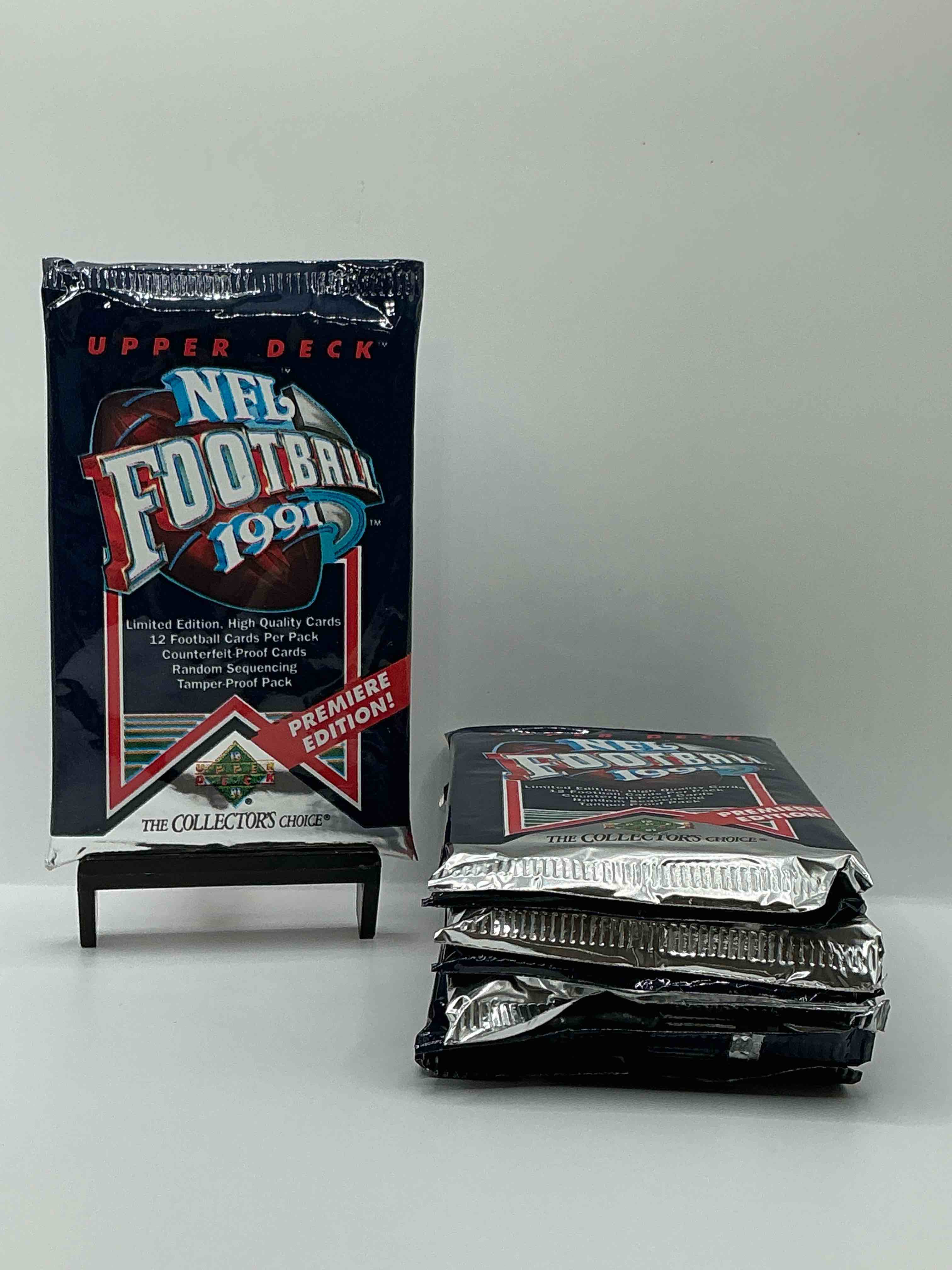 rare & vintage! 1991 upper deck premier edition unopened nfl football packs! direct from original box! brett favre rookie year! search for brett favre rookie & other 80s stars!