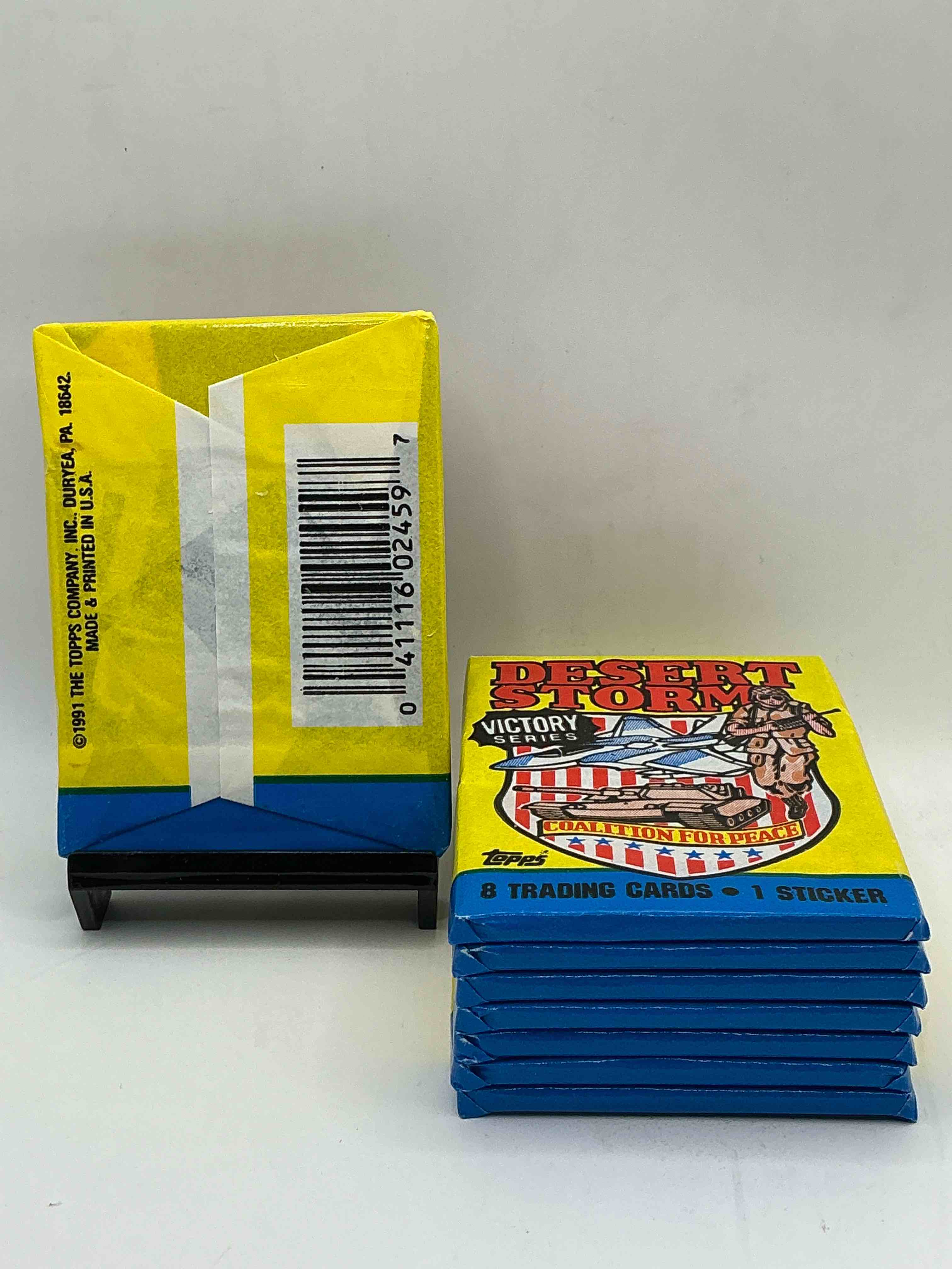 Condition photo showing New/Like New for calling veterans! awesome 1991 desert storm coalition for peace unopened wax pack, direct from original sealed retail case! great gift for veterans!