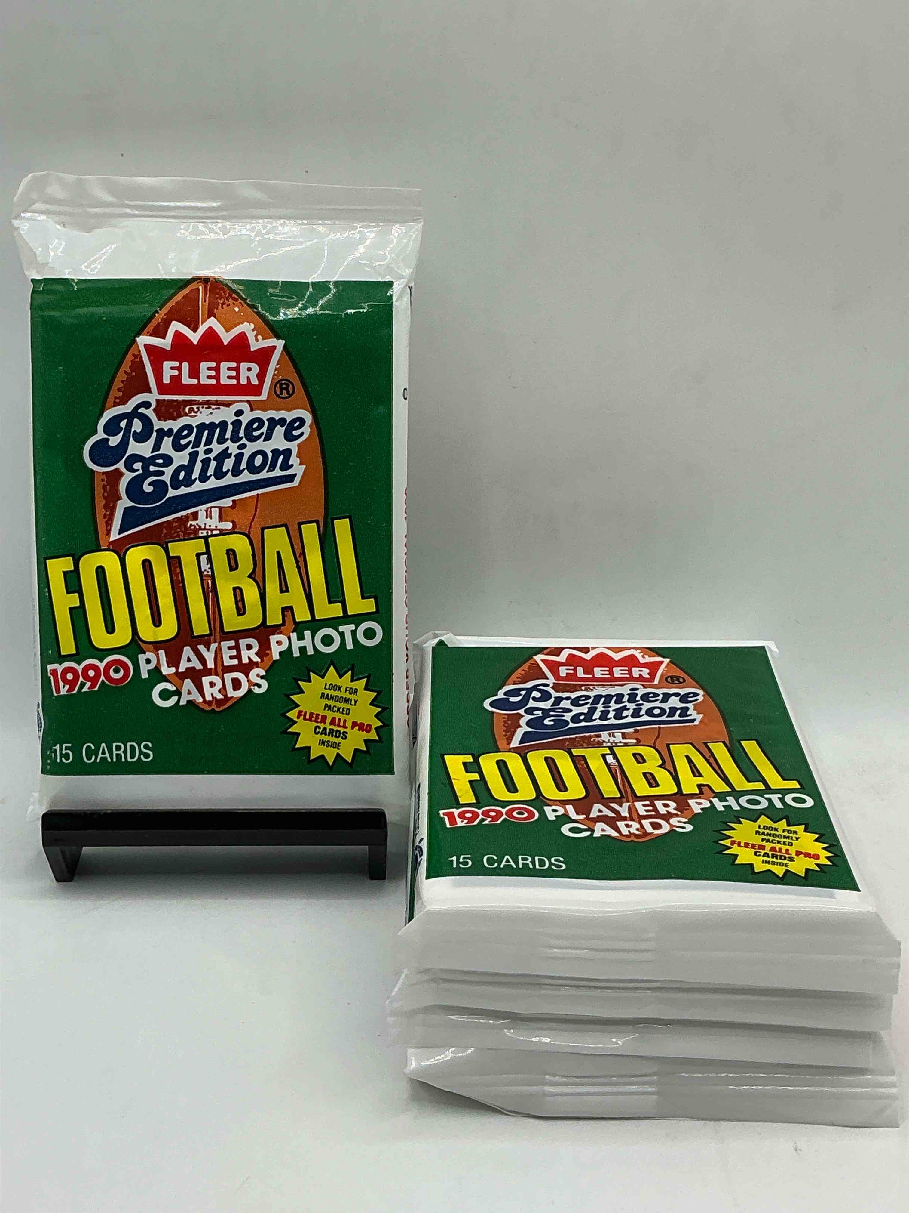 emmitt smith rookie!? 1990 fleer premier edition football unopened packs direct from original box! look for valuable emmitt smith rookie cards! let the search begin!