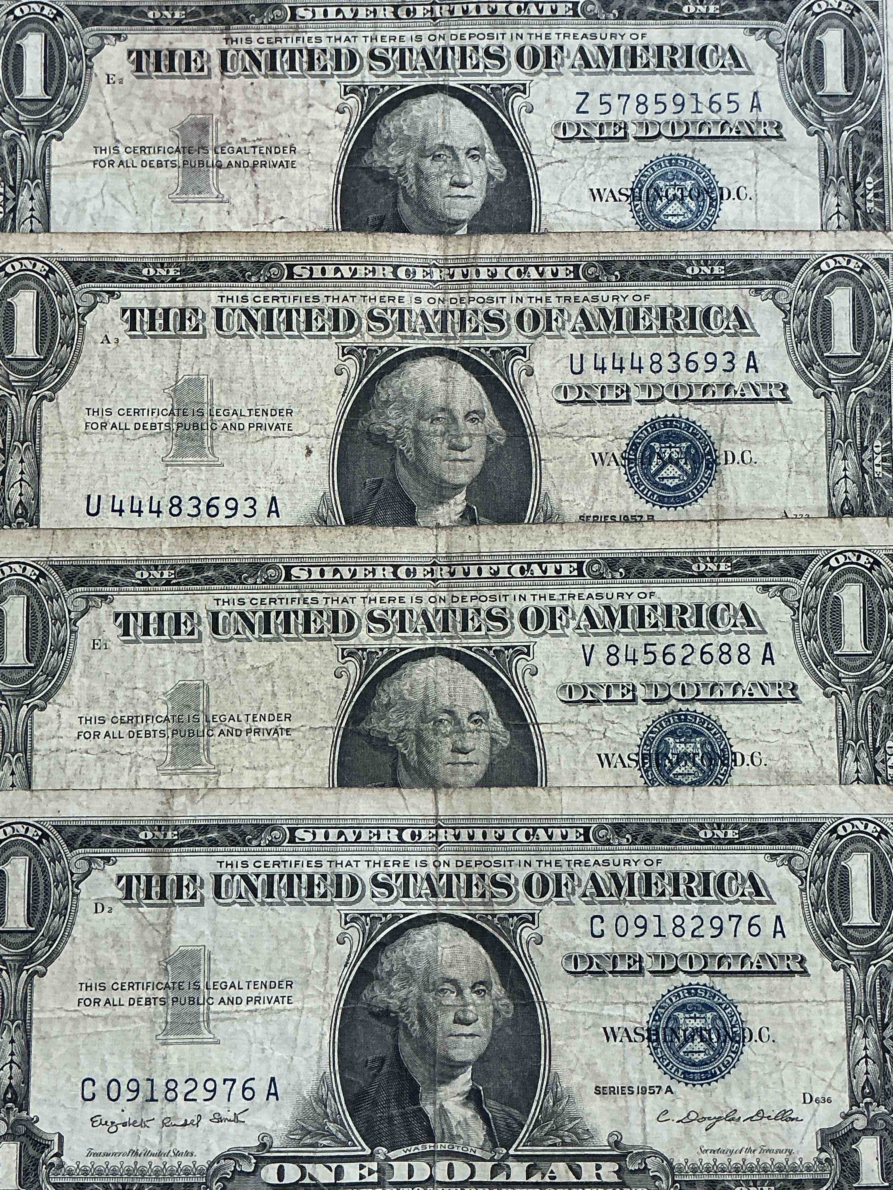 1935 & 1957 silver certificates! did you know that prior to 1964 one dollar u.s. paper money was actually redeemable for silver dollars?! wow how times have changed! silver certificates were produced from 1878 to 1964 & are still considered legal tender at face value. here are gorgeous, circulated 1935 u.s. one dollar silver certificate, with highly collectible "blue seal!* own an awesome piece of history!