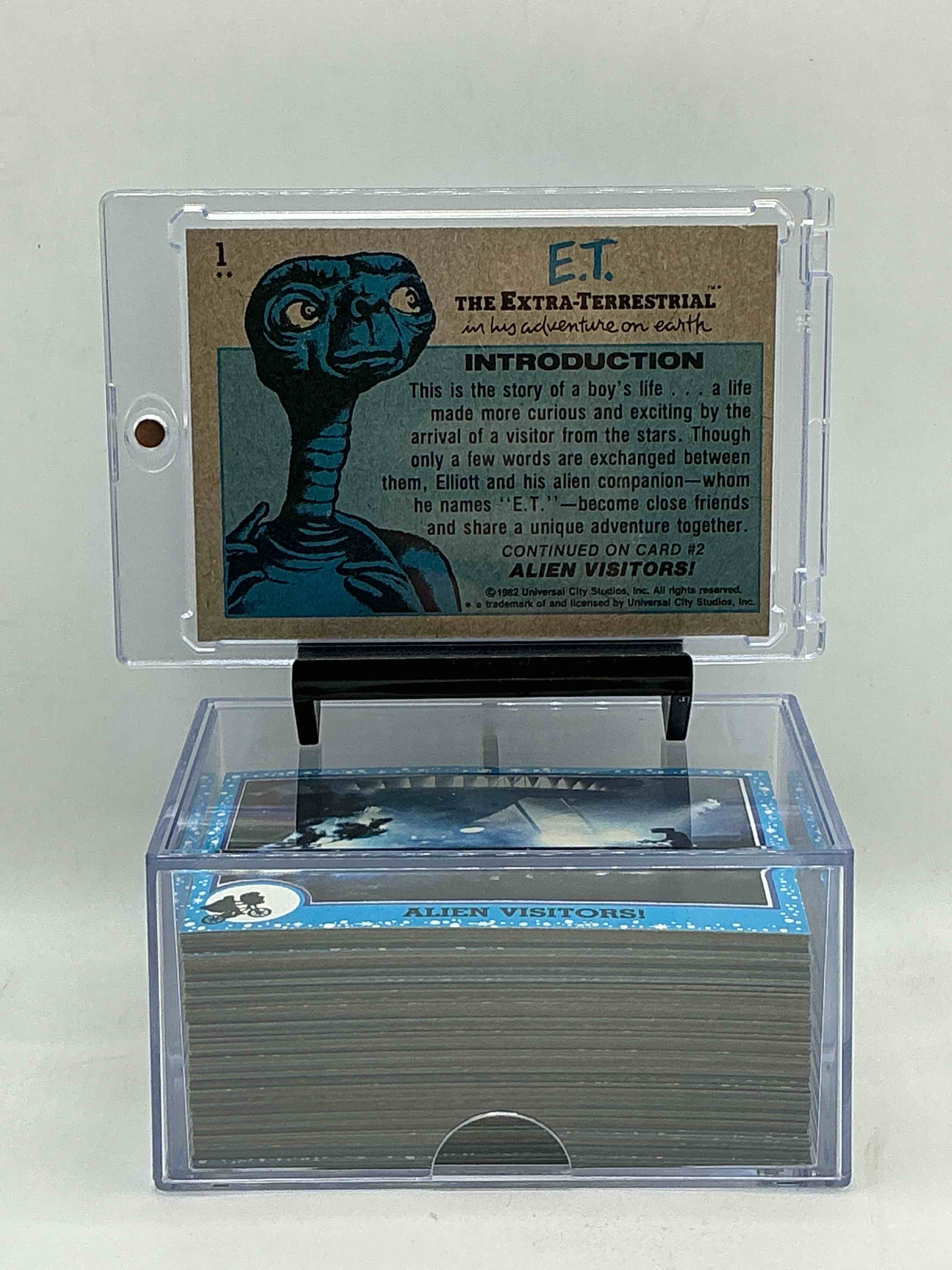 Condition photo showing New/Like New for 1982 e.t. genuine movie wow! complete 1982 original e.t. the extra terrestrial movie card set, excellent condition! all 87 cards included! your chance to own a rare, authentic e.t. collectible!