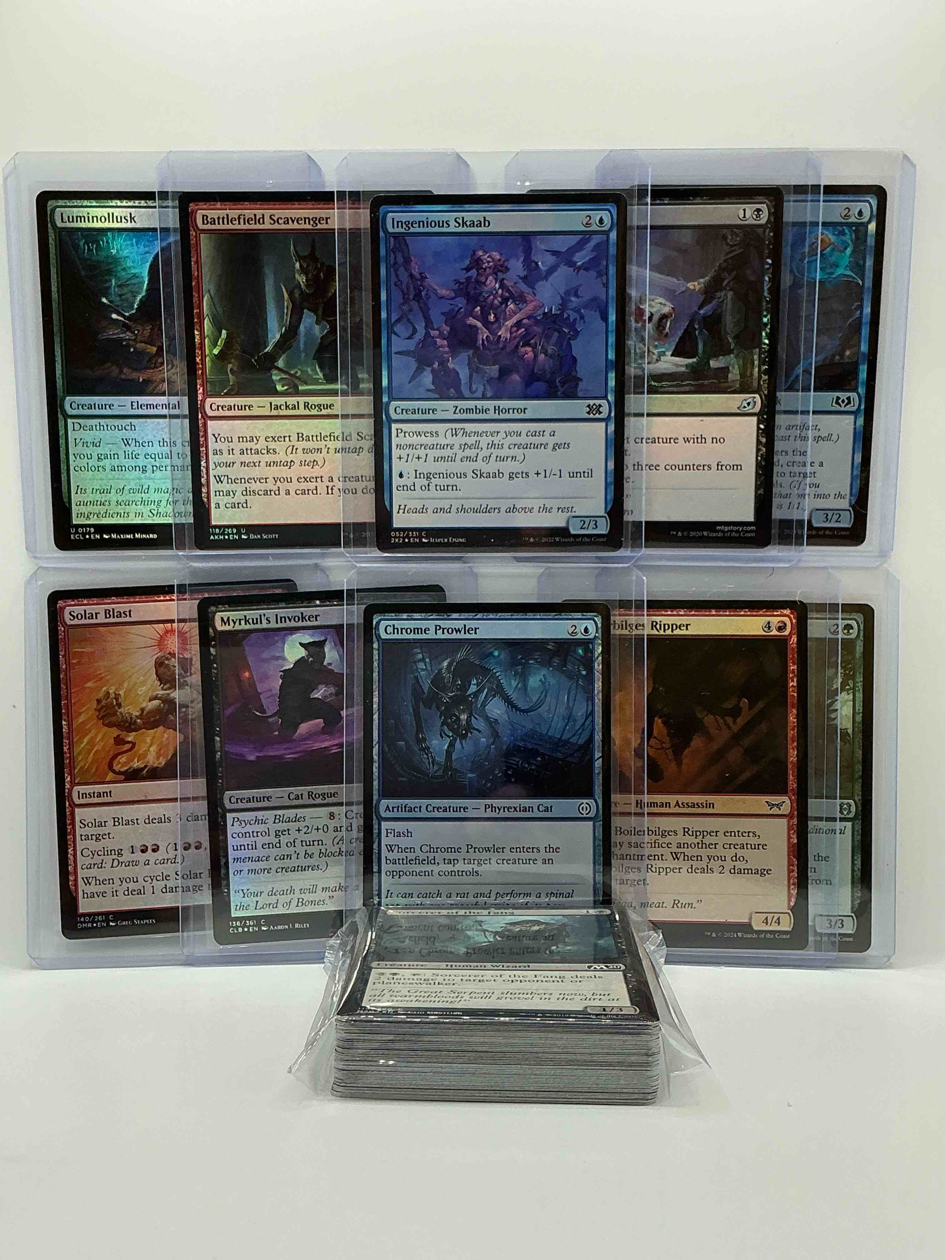 Condition photo showing New/Like New for magic the gathering 50 card lot! lot includes 10 rare or holo foil cards! all cards in excellent shape condition! a great way to join the mtg craze!