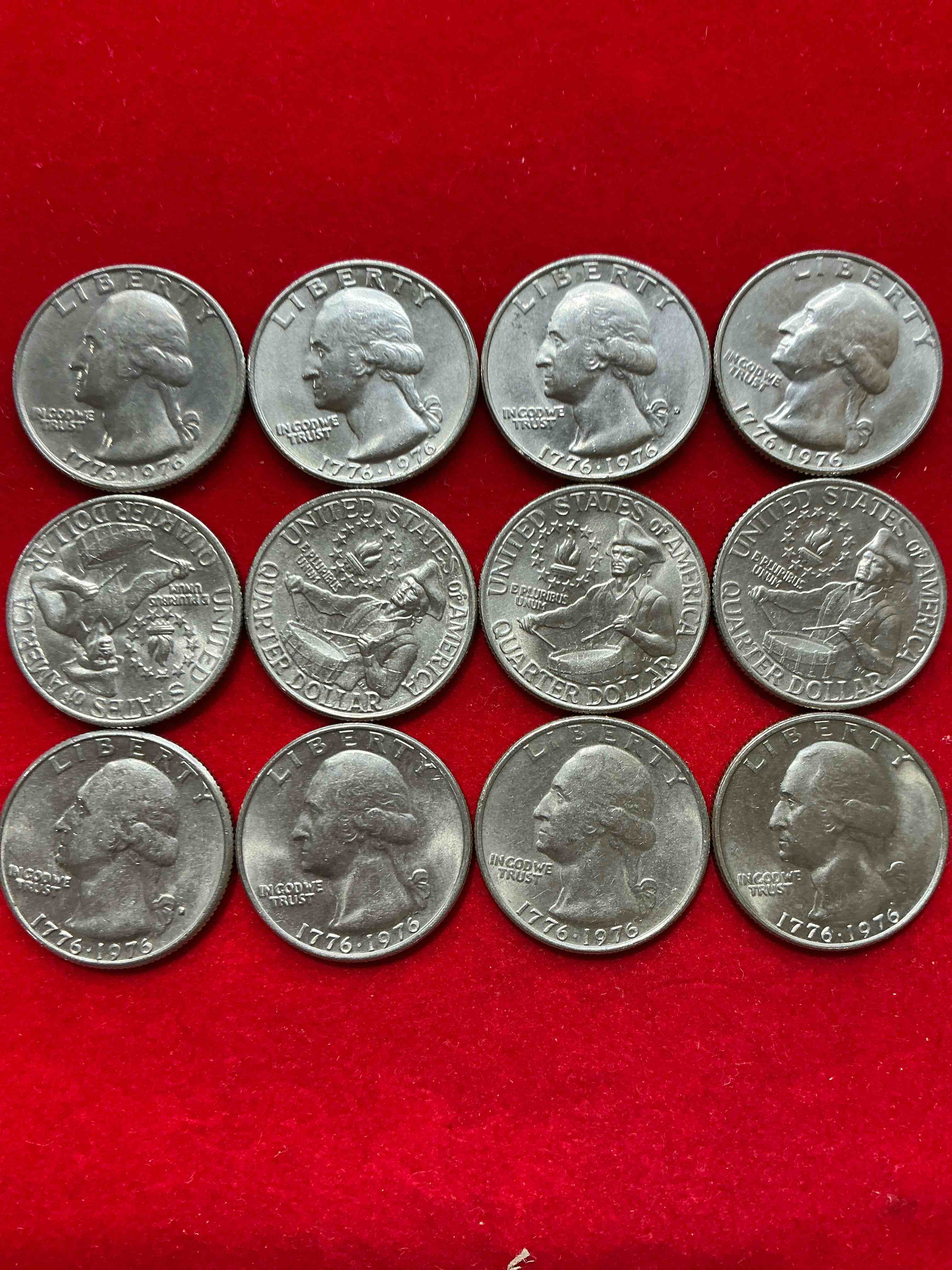 1976 bicentennial bliss! in 1976 the u.s. mint produced coins celebrating the 200 year anniversary of america. up for auction are awesome examples of bicentennial quarters coins produced for this... the infamous half dollar & 200 year anniversary edition! highly desirable for collectors! own pieces of history & get ready for america's 250 year anniversary coming soon!