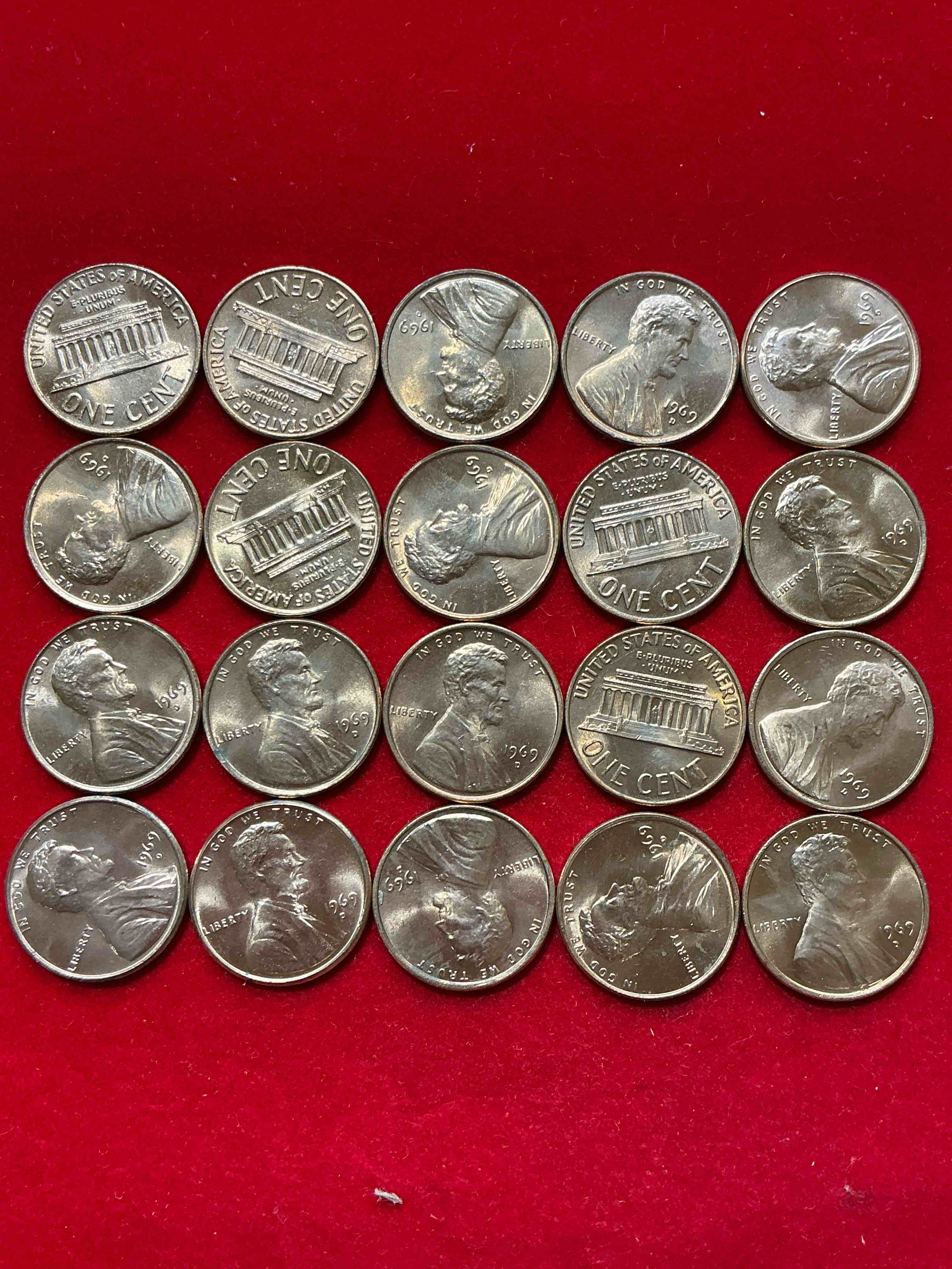 1969 moon landing brilliant uncirculated wheat pennies!  direct from original treasury bank rolls, these pennies haven’t seen daylight since 1969!  on july 20, 1969 the world changed forever when america landed on the moon!  own pieces of this era with these gorgeous brilliant uncirculated wheat pennies!  