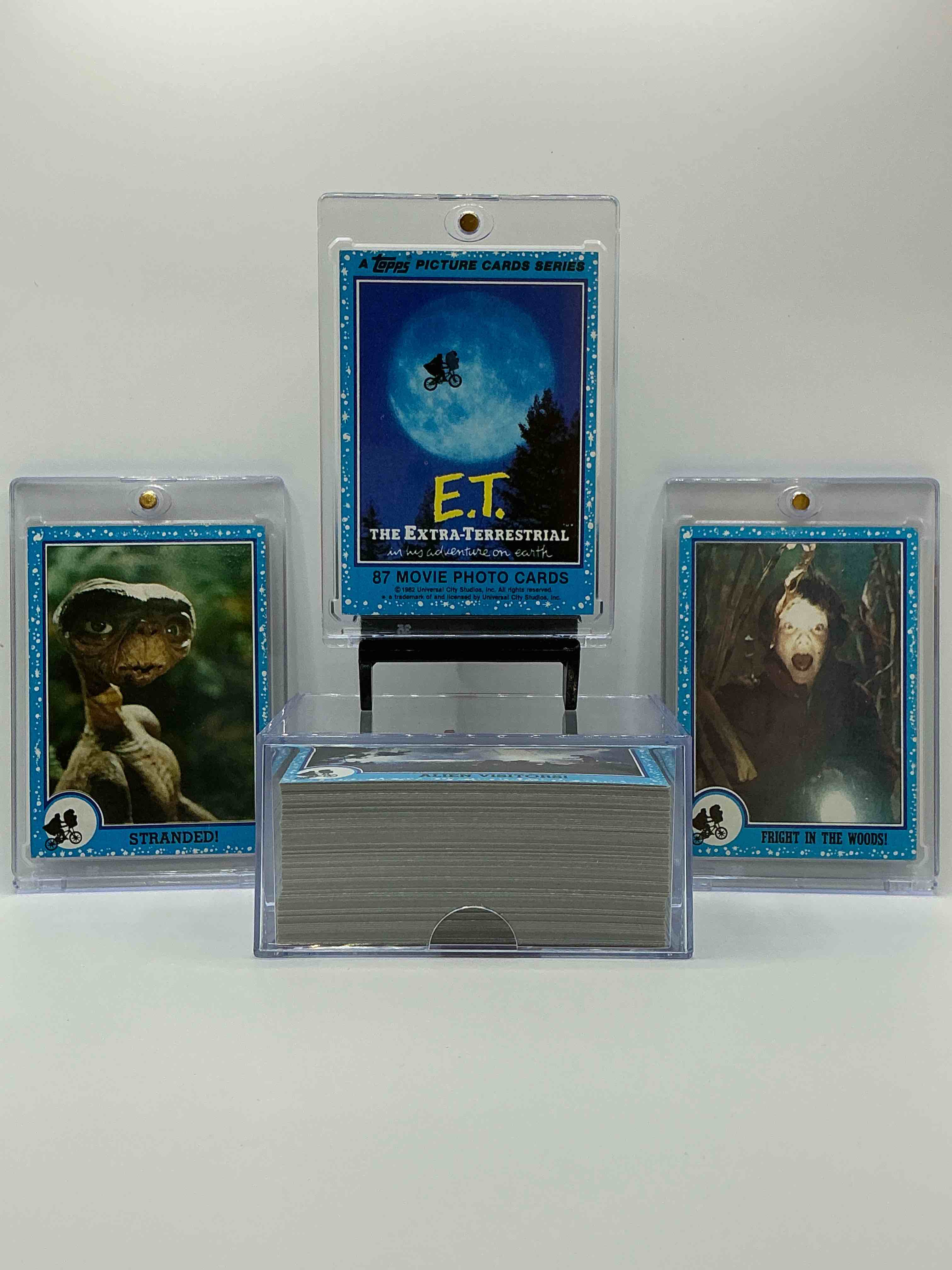 Condition photo showing New/Like New for 1982 e.t. genuine movie wow!  complete 1982 original e.t. the extra terrestrial movie card set, excellent condition!  all 87 cards included!  your chance to own a rare, authentic e.t. collectible!
