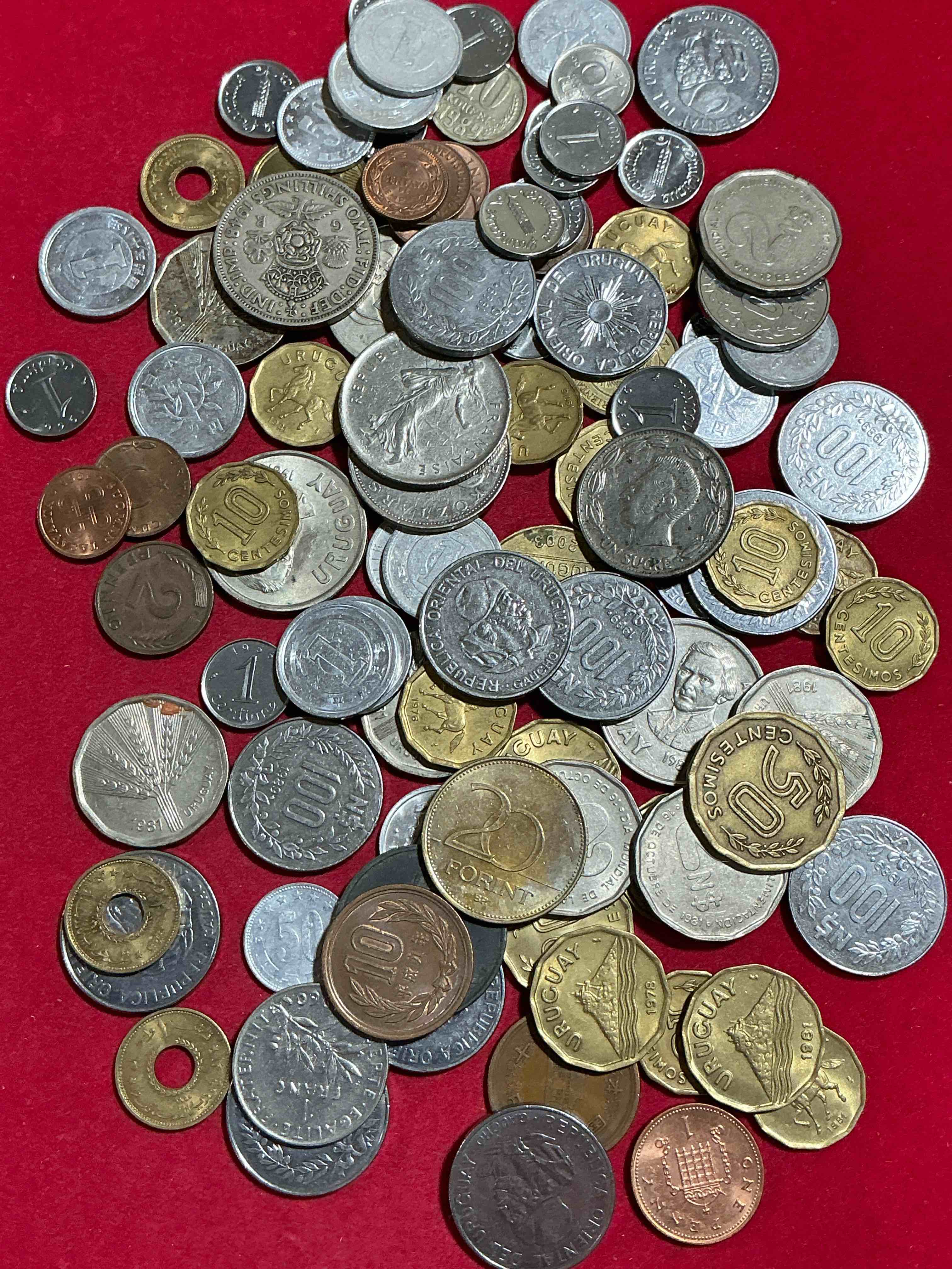 Condition photo showing Good Condition for world coins, antique & vintage! each lot is unique! many different years, countries, sizes & exotic places. this cool collection of antique coins from around the world is loads of fun! have fun identifying each coin & country as a great educational tool! a great investment too!