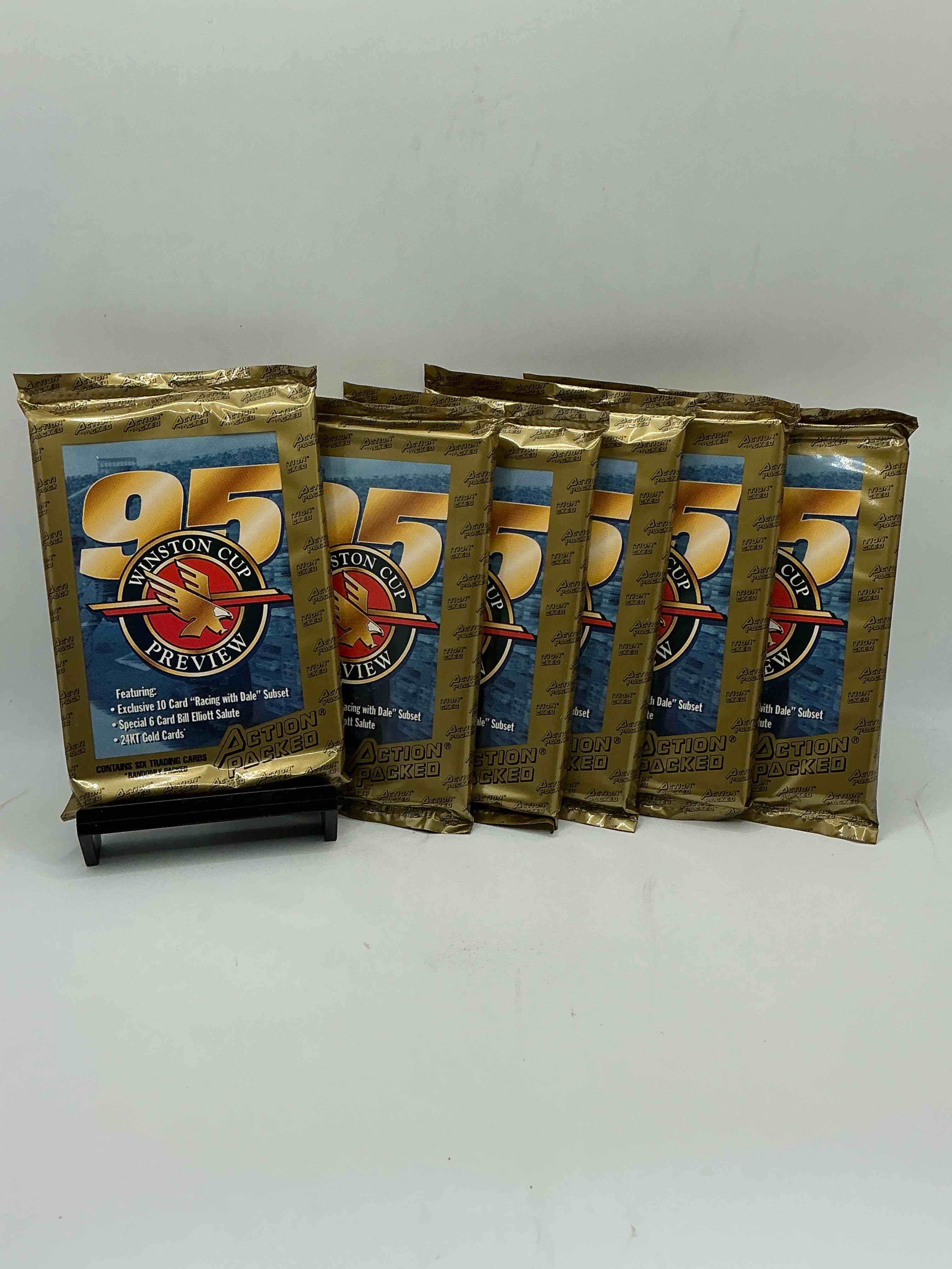 nascar craziness! 1995 action packed winston cup preview card packs! search for dale sr subsets & a special 6 card bill elliot salute! all the best in nascar from the 90’s!