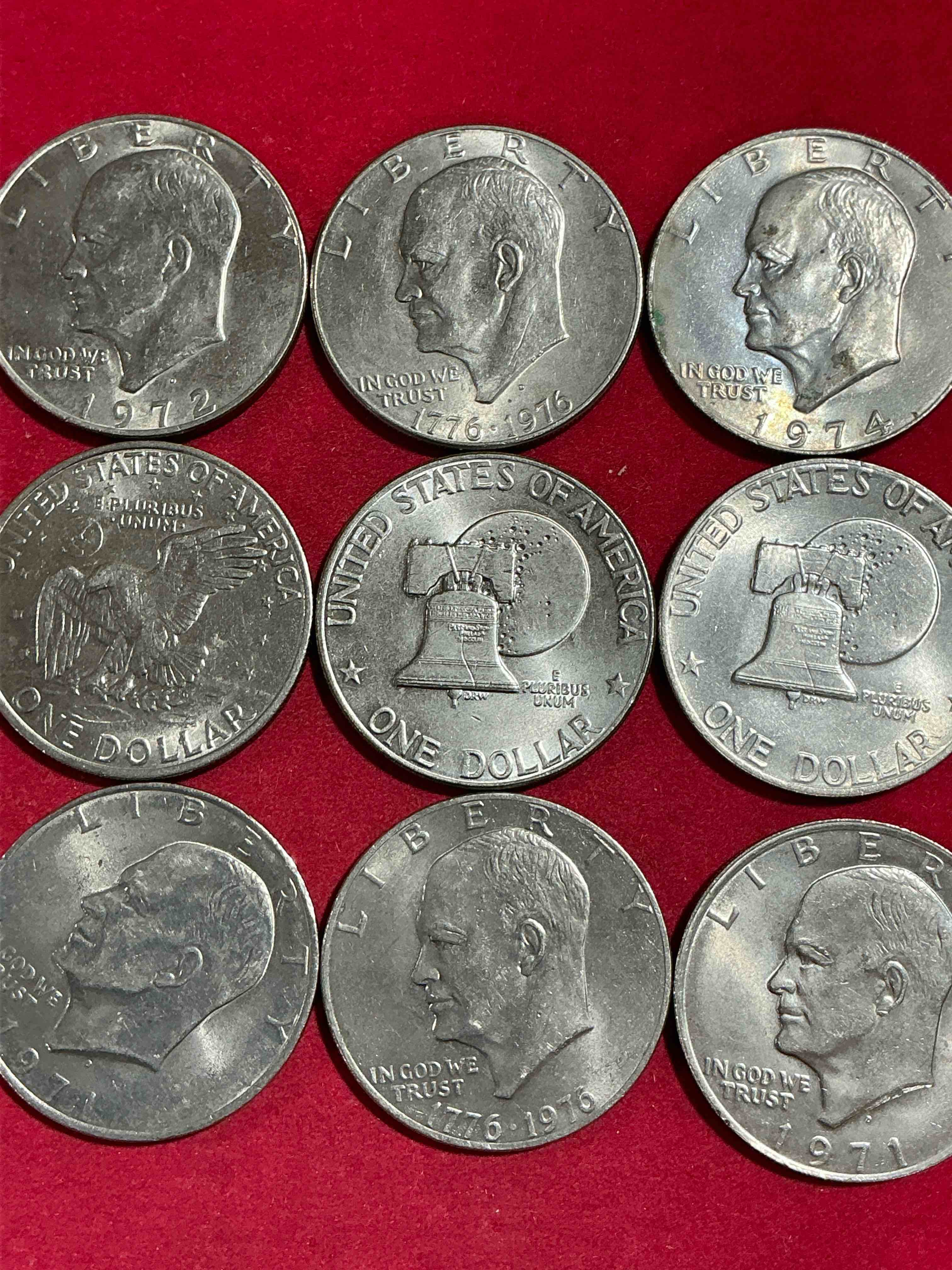 gorgeous eisenhower dollars! here are circulated “ike” dollars! up for auction are ike one dollar coins from different years! awesome ike dollars! even includes rare bicentennial 1976 edition