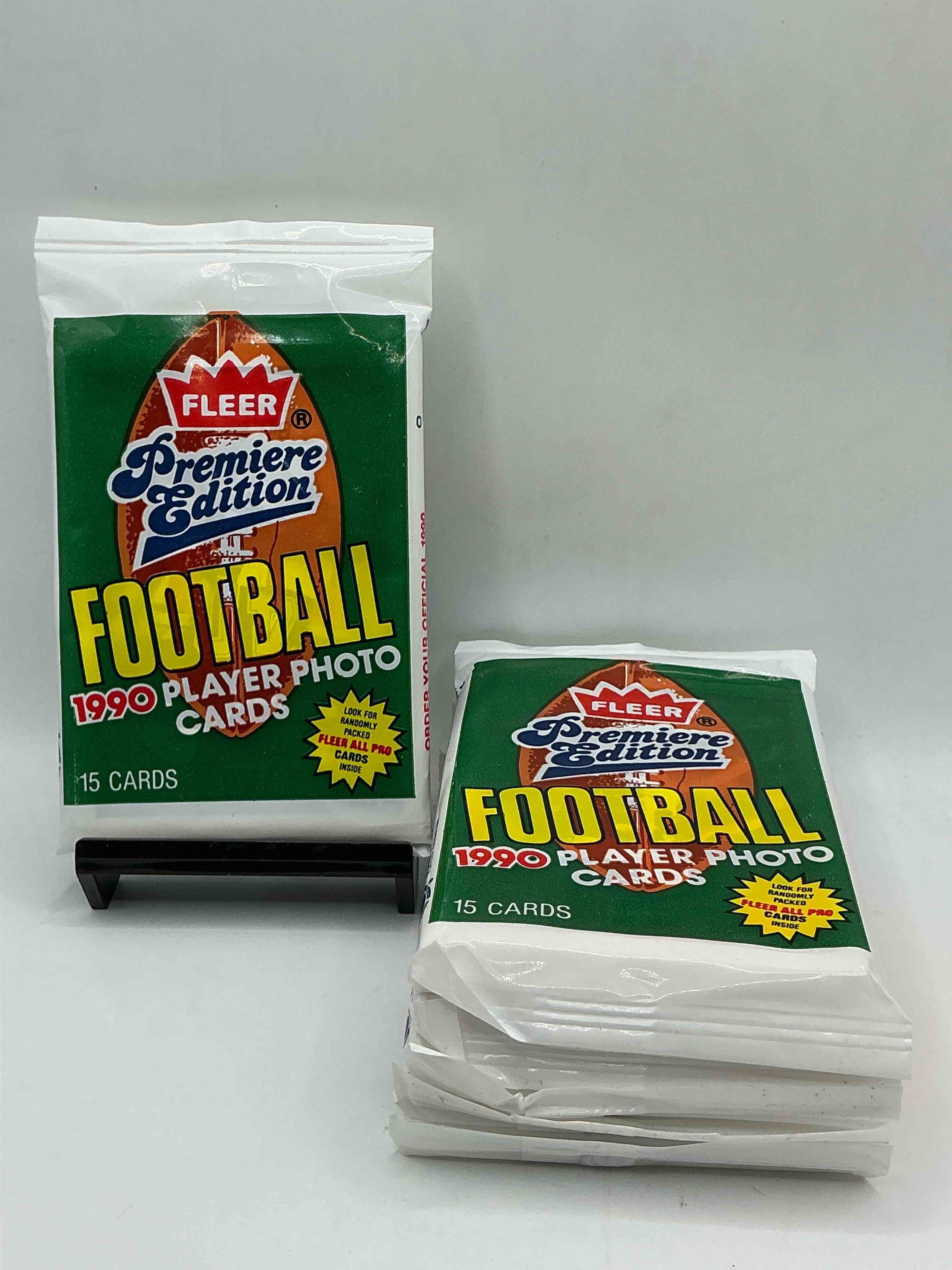 emmitt smith rookie!? 1990 fleer premier edition football unopened packs direct from original box! look for valuable emmitt smith rookie cards! let the search begin!
