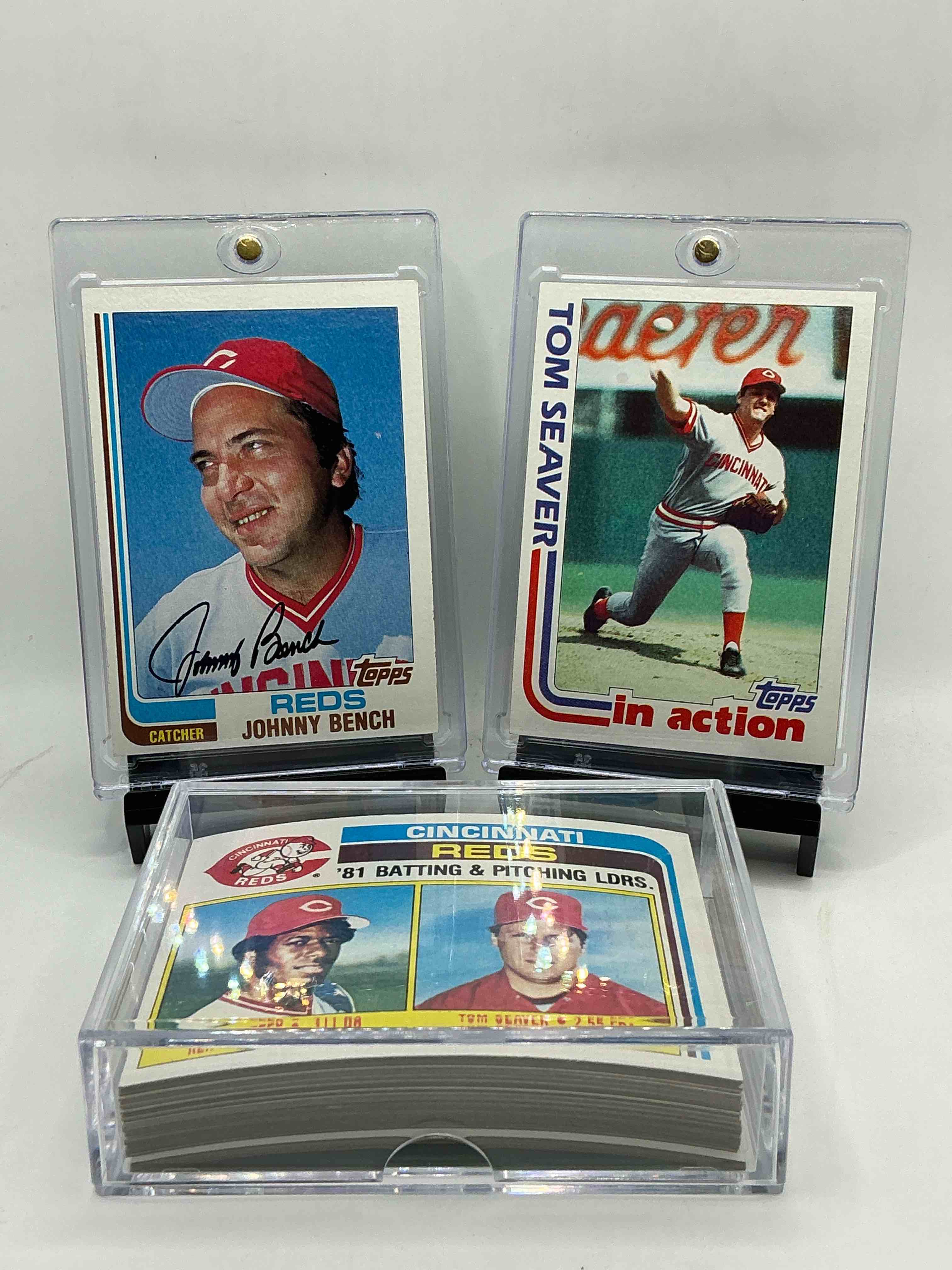 1982 topps reds team set! 34 card reds set! johnny bench, tom seaver, reds team card, dave concepcion, dave tomlin & more! reds fans rejoice!