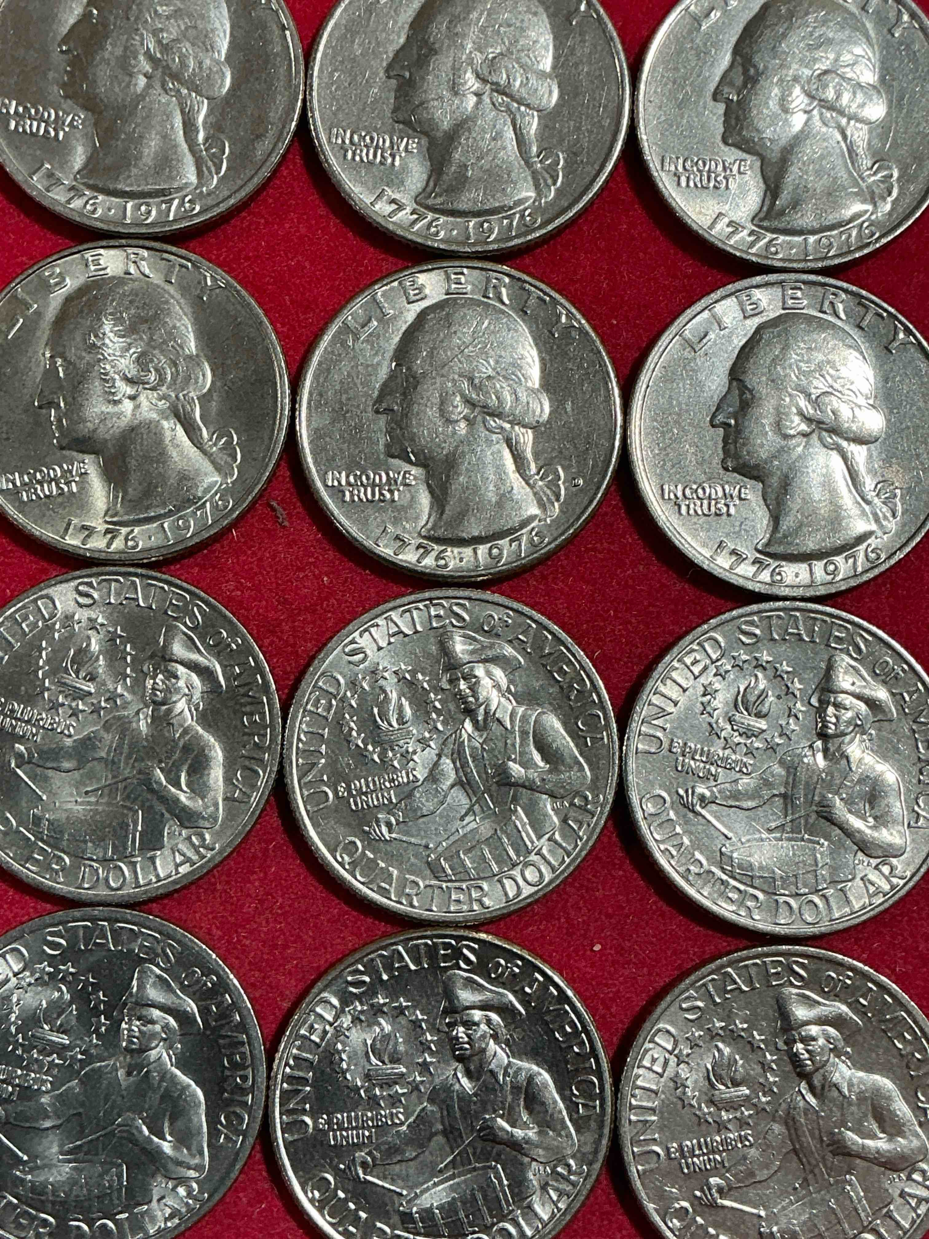1976 bicentennial bliss! in 1976 the u.s. mint produced coins celebrating the 200 year anniversary of america. up for auction are awesome examples of bicentennial quarters coins produced for this... the infamous half dollar & 200 year anniversary edition! highly desirable for collectors! own pieces of history & get ready for america's 250 year anniversary coming soon!