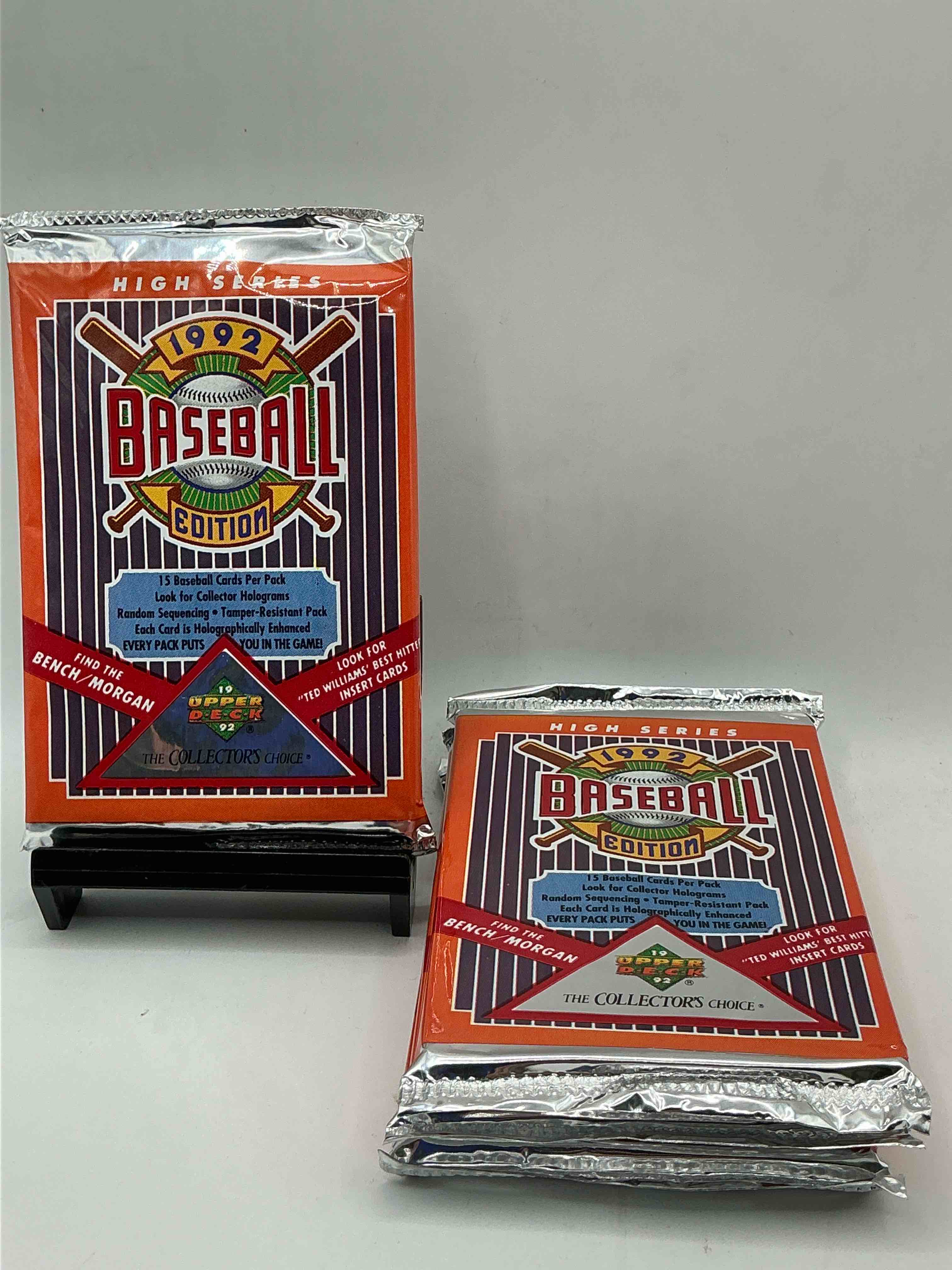 1992 upper deck high series baseball sealed sports & collectible card pack, direct from original sealed retail case! search for ultra rare & valuable ted williams & johnny bench signed insert cards as well as deion sanders, ken griffey jr., nolan ryan & so much more!