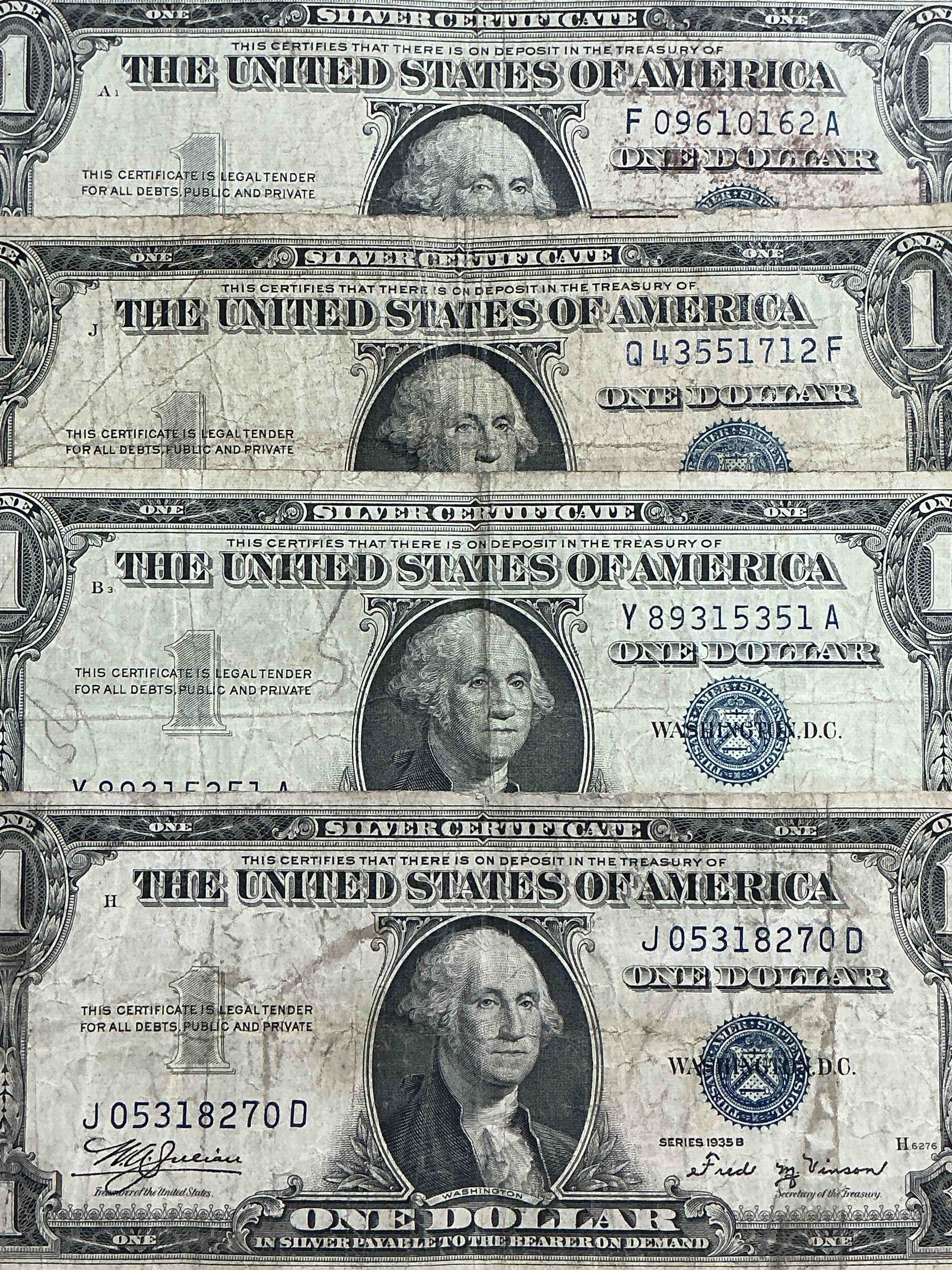 1935 & 1957 silver certificates! did you know that prior to 1964 one dollar u.s. paper money was actually redeemable for silver dollars?! wow how times have changed! silver certificates were produced from 1878 to 1964 & are still considered legal tender at face value. here are gorgeous, circulated 1935 u.s. one dollar silver certificate, with highly collectible "blue seal!* own an awesome piece of history!