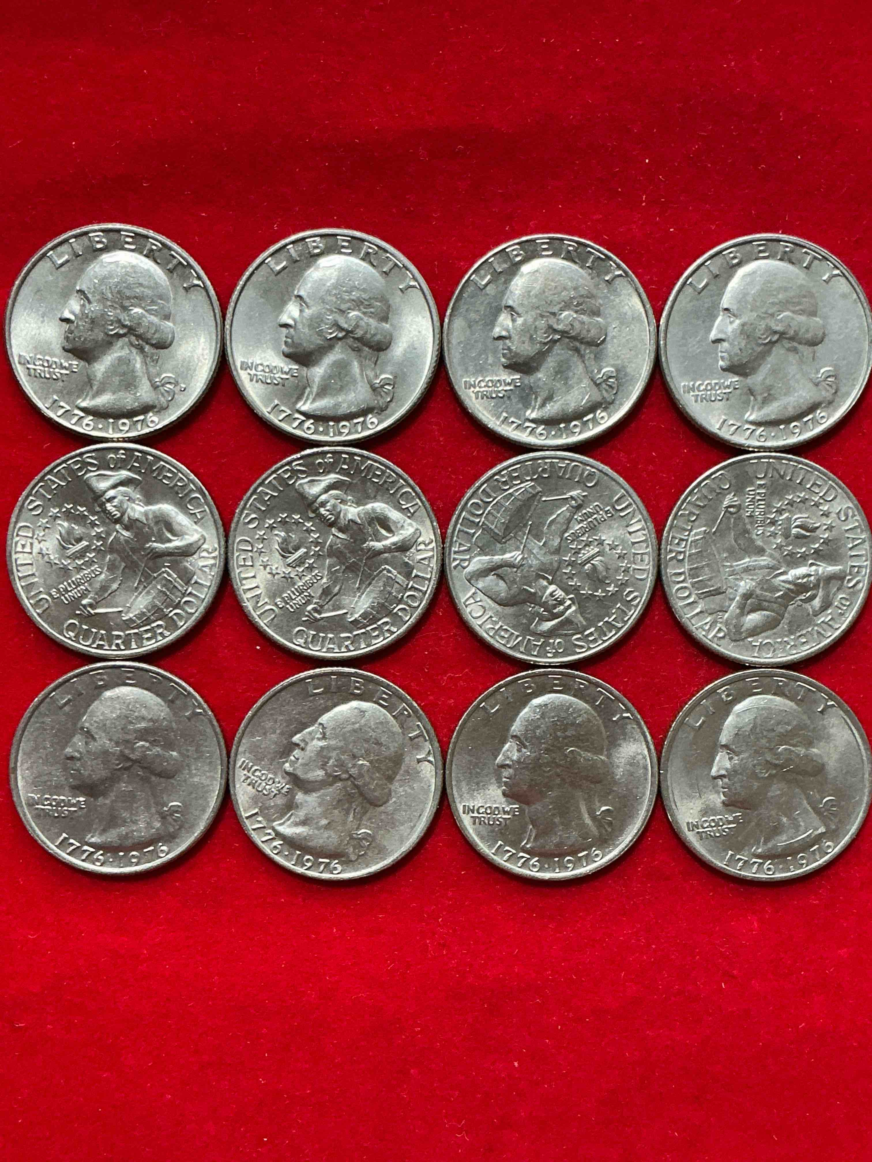 1976 bicentennial bliss! in 1976 the u.s. mint produced coins celebrating the 200 year anniversary of america. up for auction are awesome examples of bicentennial quarters coins produced for this... the infamous half dollar & 200 year anniversary edition! highly desirable for collectors! own pieces of history & get ready for america's 250 year anniversary coming soon!