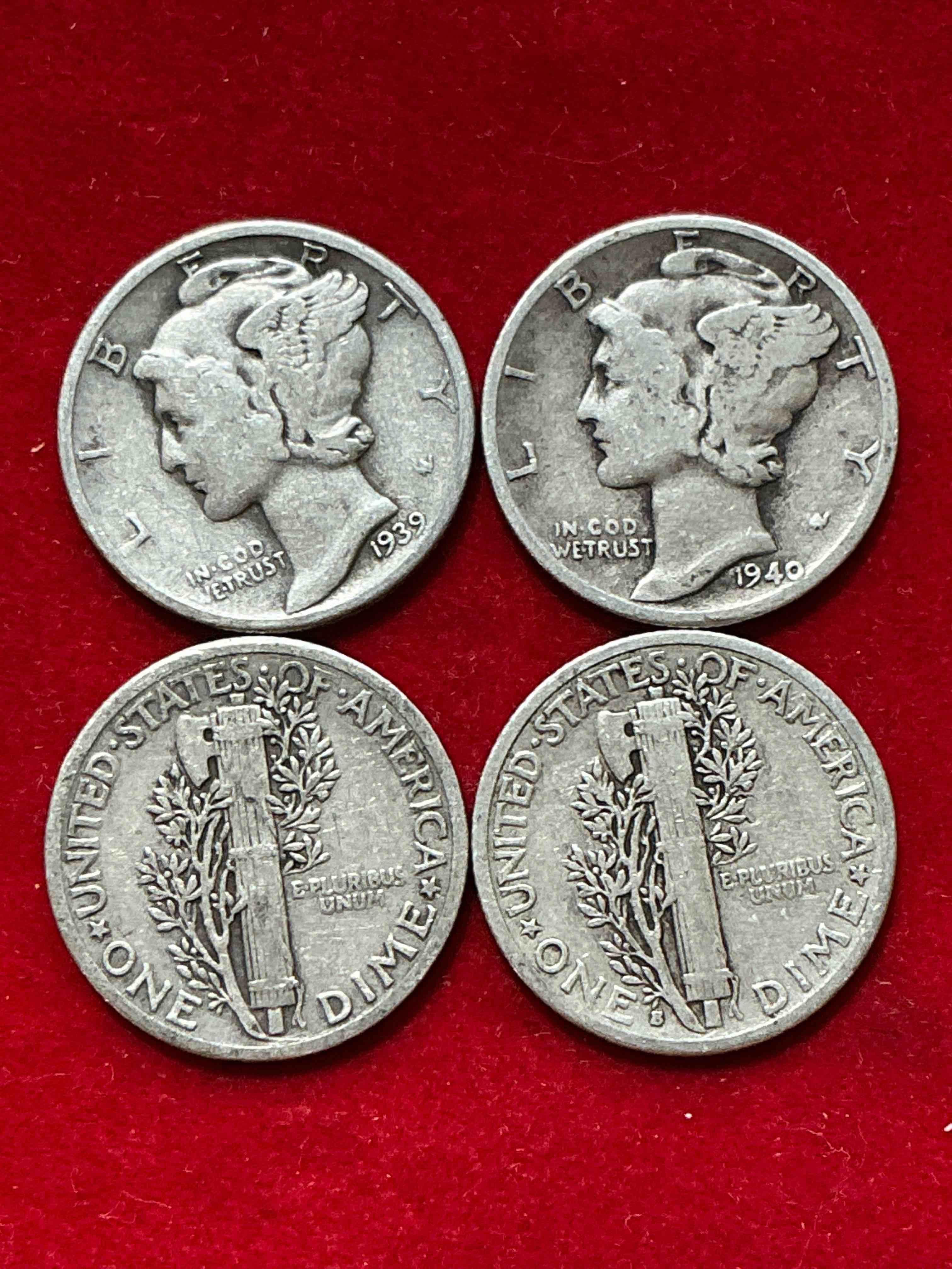 antique u.s. pure fine silver mercury dimes! silver mercury dimes were minted from 1916-1945 & have become serious collector items! check out these awesome examples, all in nice, circulated condition with visible dates & varying years! rare to have visible dates! makes for a great investment in precious metals, mercury dimes are 90% pure fine silver! they don't make em' like this anymore!