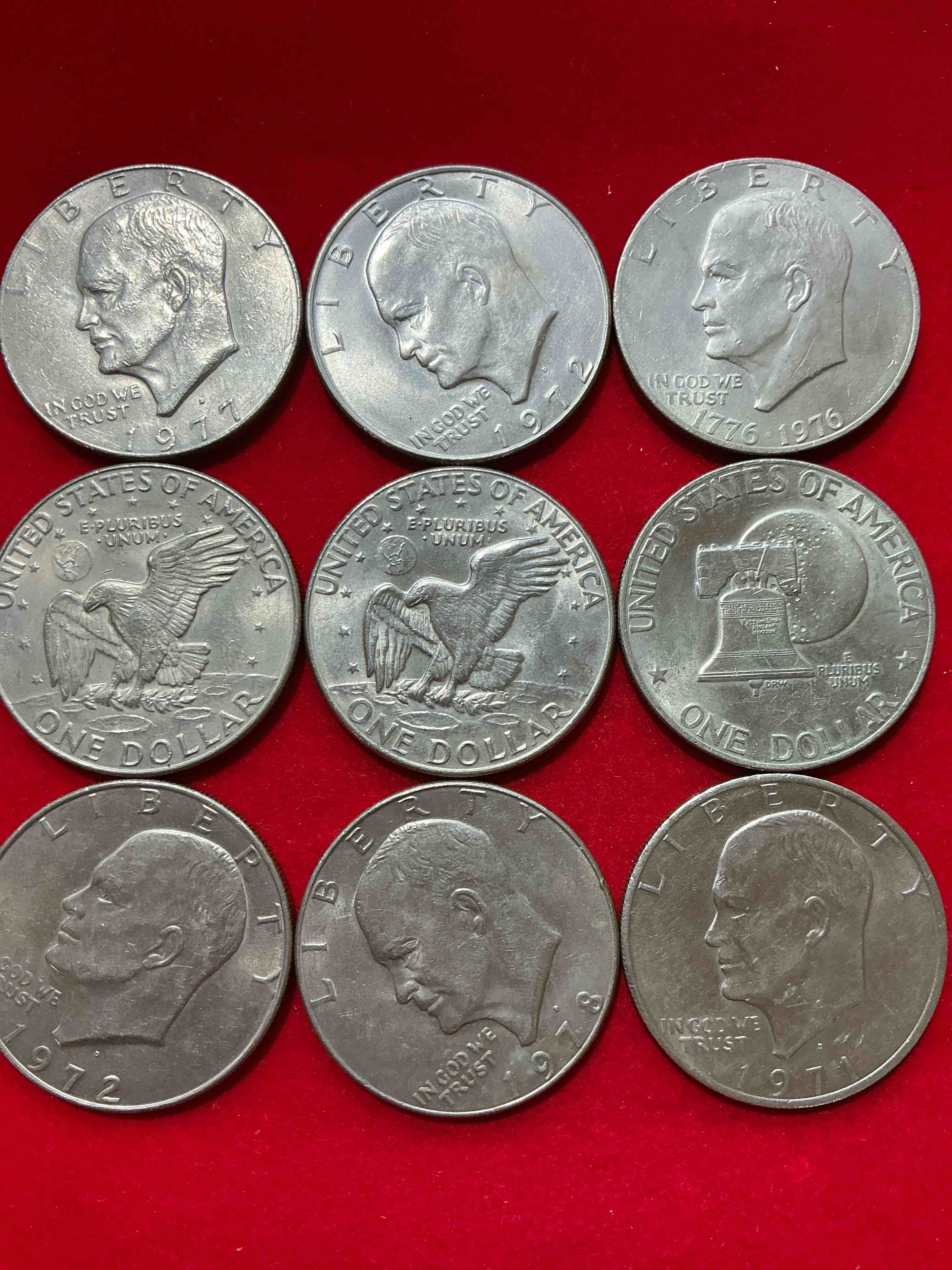 gorgeous eisenhower dollars! here are circulated “ike” dollars! up for auction are ike one dollar coins from different years! awesome ike dollars! even includes rare bicentennial 1976 edition