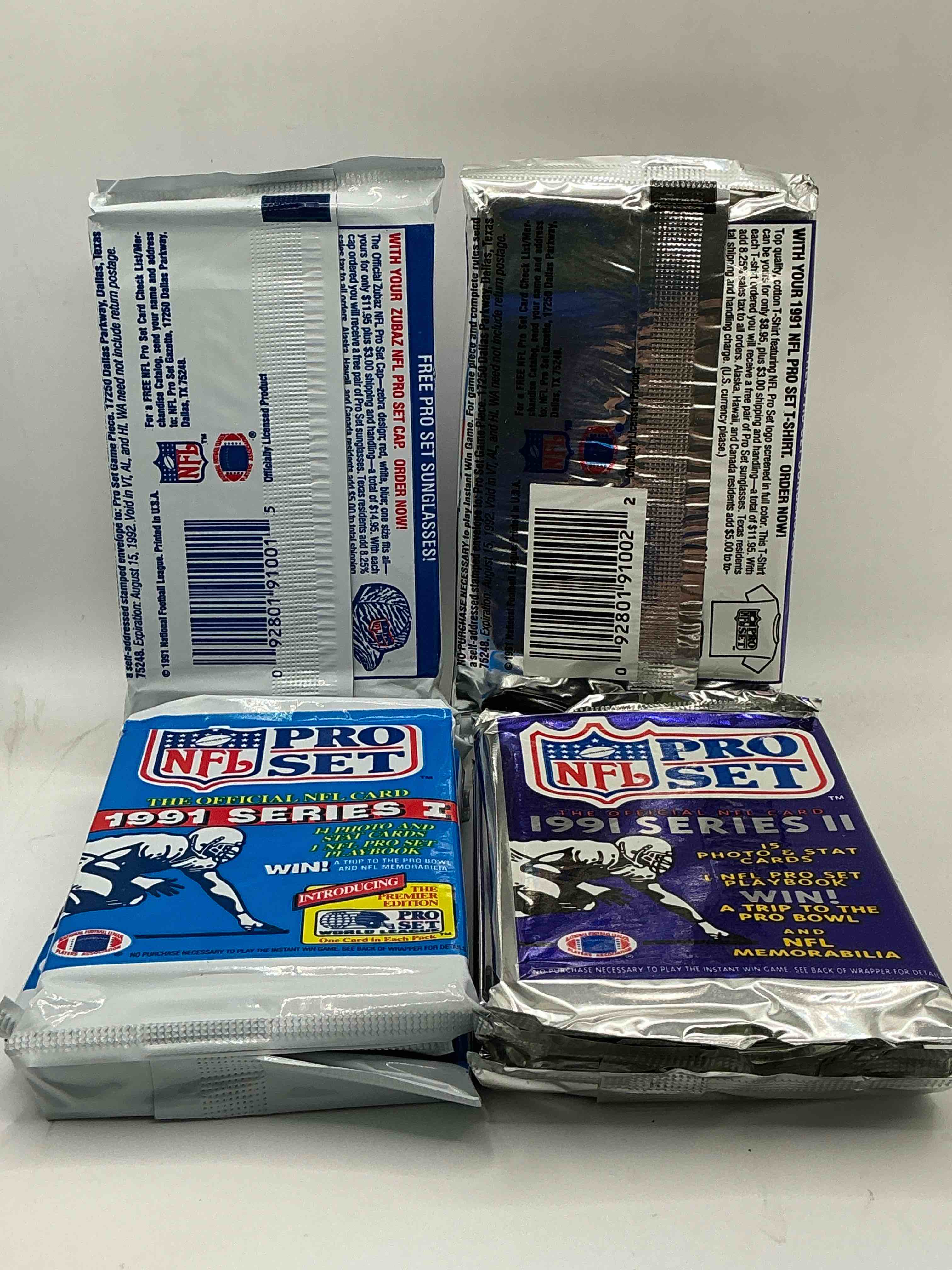 Condition photo showing New/Like New for wow! 1991 pro set football sealed card packs series i & ii, direct from original retail case!highly sought after by collectors as this year is loaded with high profile cards!search for cards from barry sanders, deion sanders, troy aikman, michael irvin & much more! getting hard to find!
