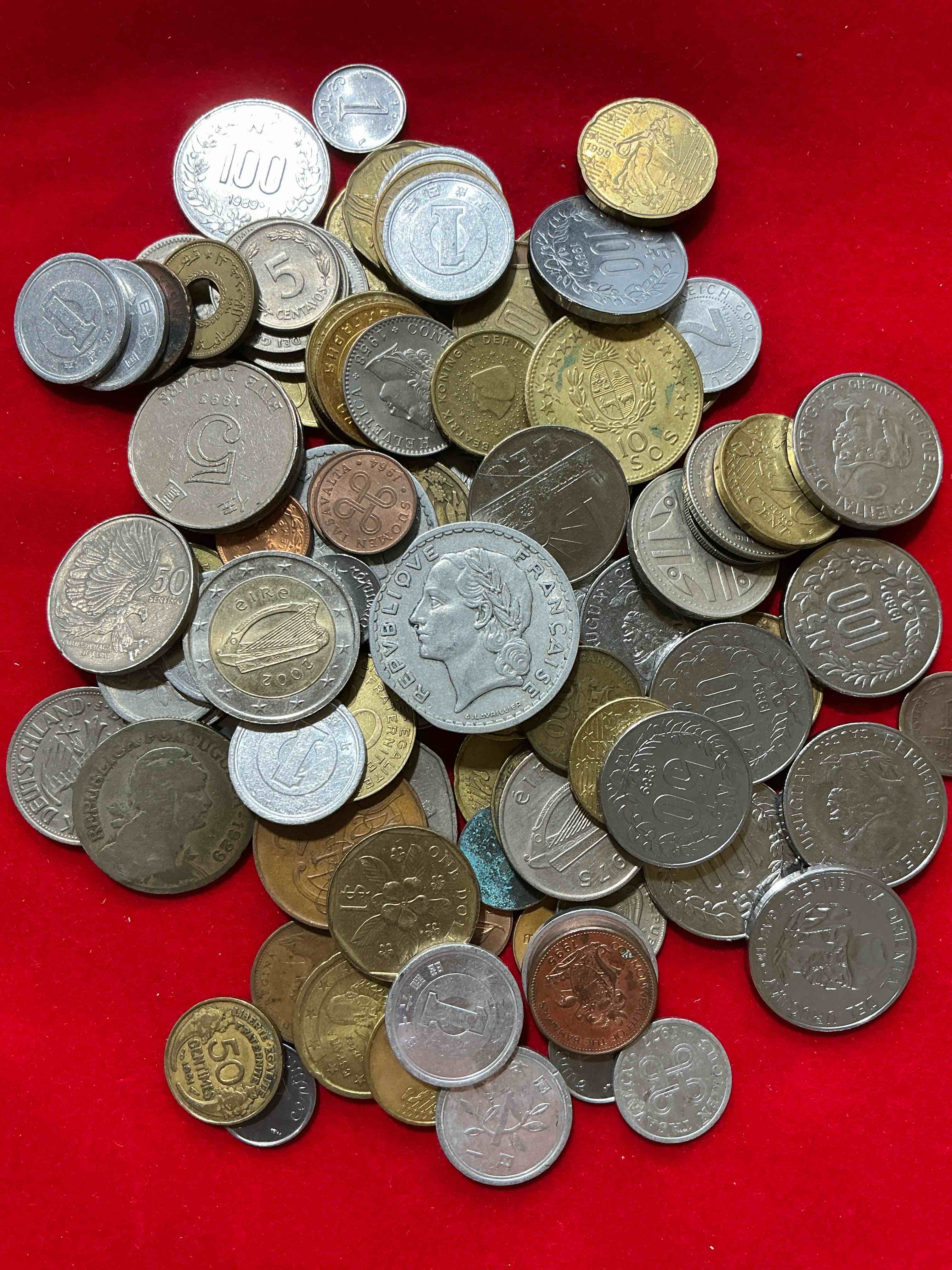 Condition photo showing Good Condition for world coins, antique & vintage! each lot is unique! many different years, countries, sizes & exotic places. this cool collection of antique coins from around the world is loads of fun! have fun identifying each coin & country as a great educational tool! a great investment too!