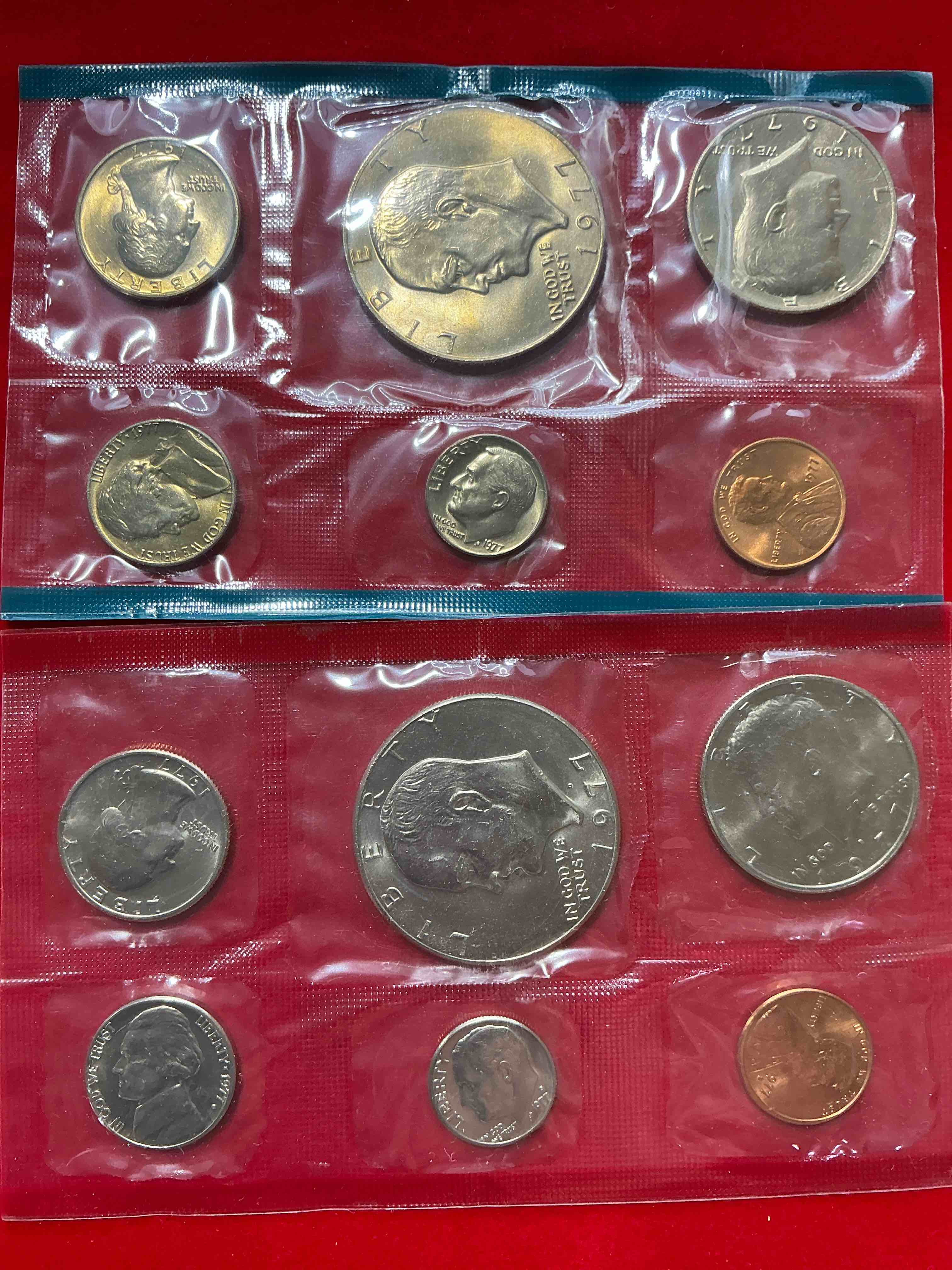 1977 uncirculated u.s. mint coins! these gorgeous coins from the mint set features each u.s. coins minted in 1977 in uncirculated condition, from each mint mark, philly & denver! own an awesome investment & incredible piece of u.s. history!