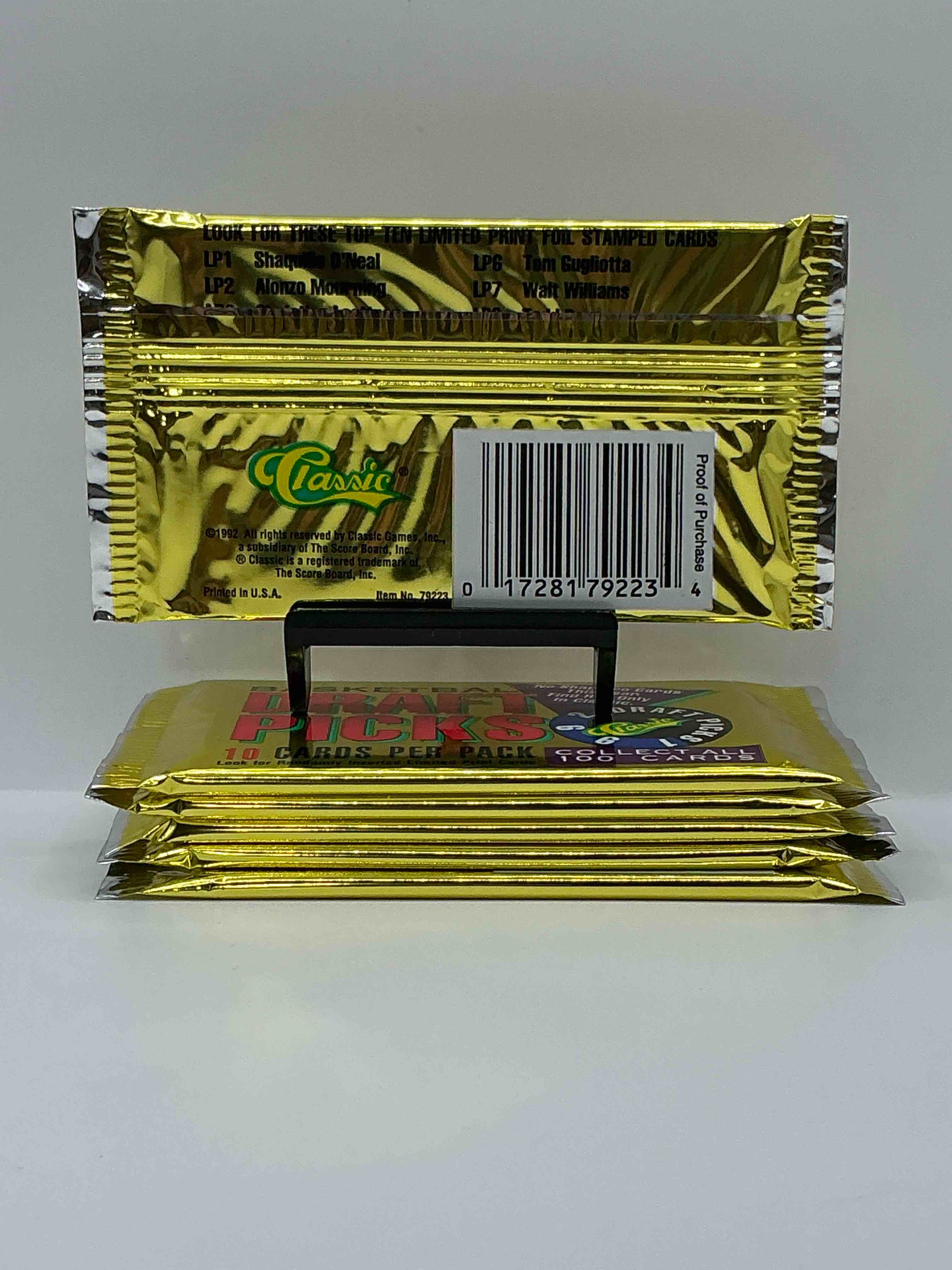 Condition photo showing New/Like New for shaq!? 1992 rarity! 1992 classic draft picks basketball sealed card pack, direct from sealed original retail case! this is the place to search for some of the earliest shaquille o'neal cards! also search for randomly inserted limited edition cards! you may never see this again, super rare!