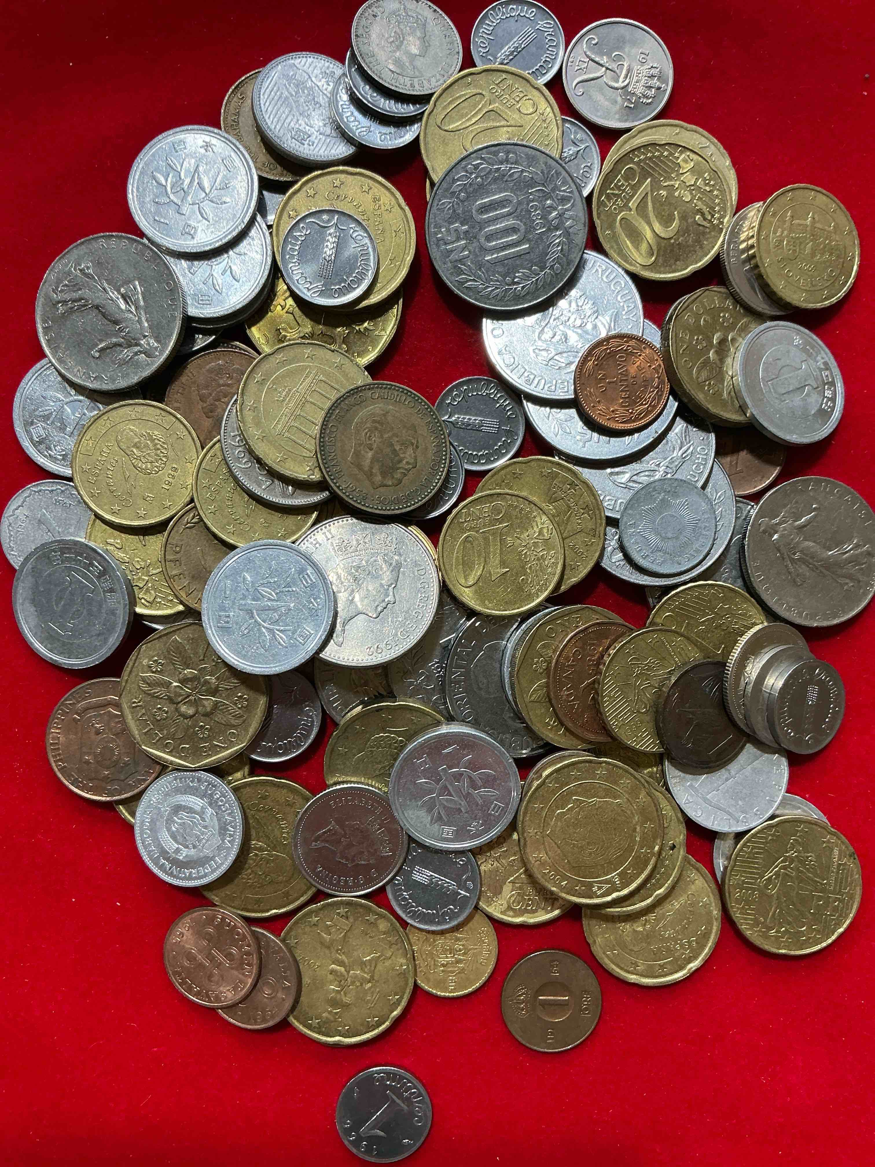 Condition photo showing Good Condition for world coins, antique & vintage! each lot is unique! many different years, countries, sizes & exotic places. this cool collection of antique coins from around the world is loads of fun! have fun identifying each coin & country as a great educational tool! a great investment too!