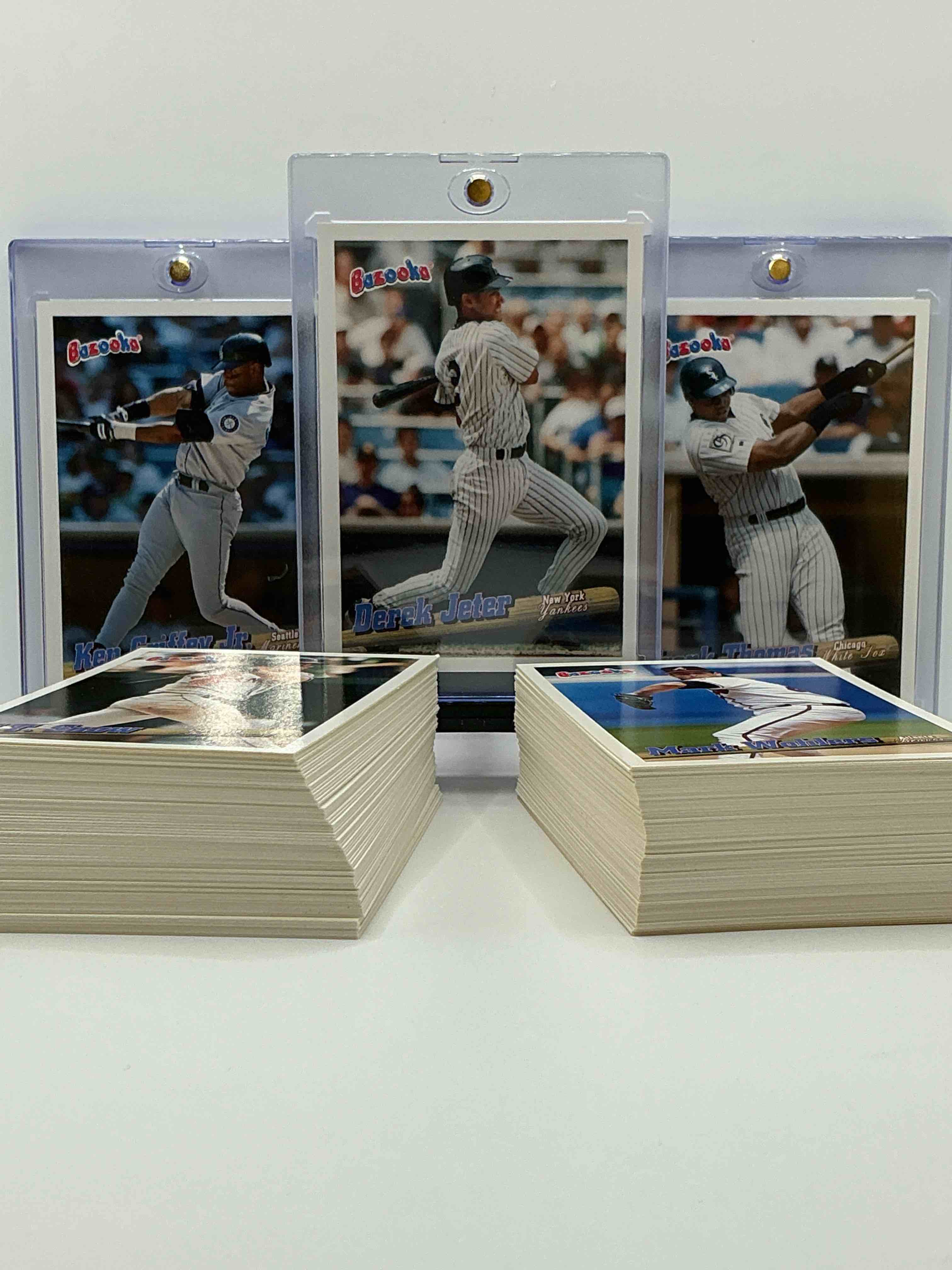 bazooka baseball! frank thomas, ken griffey jr, derek jeter & more! 1996 bazooka baseball cards, complete collection of 132 cards! wow! all kinds of superstars, legends, heroes & more included! insane! bazooka!