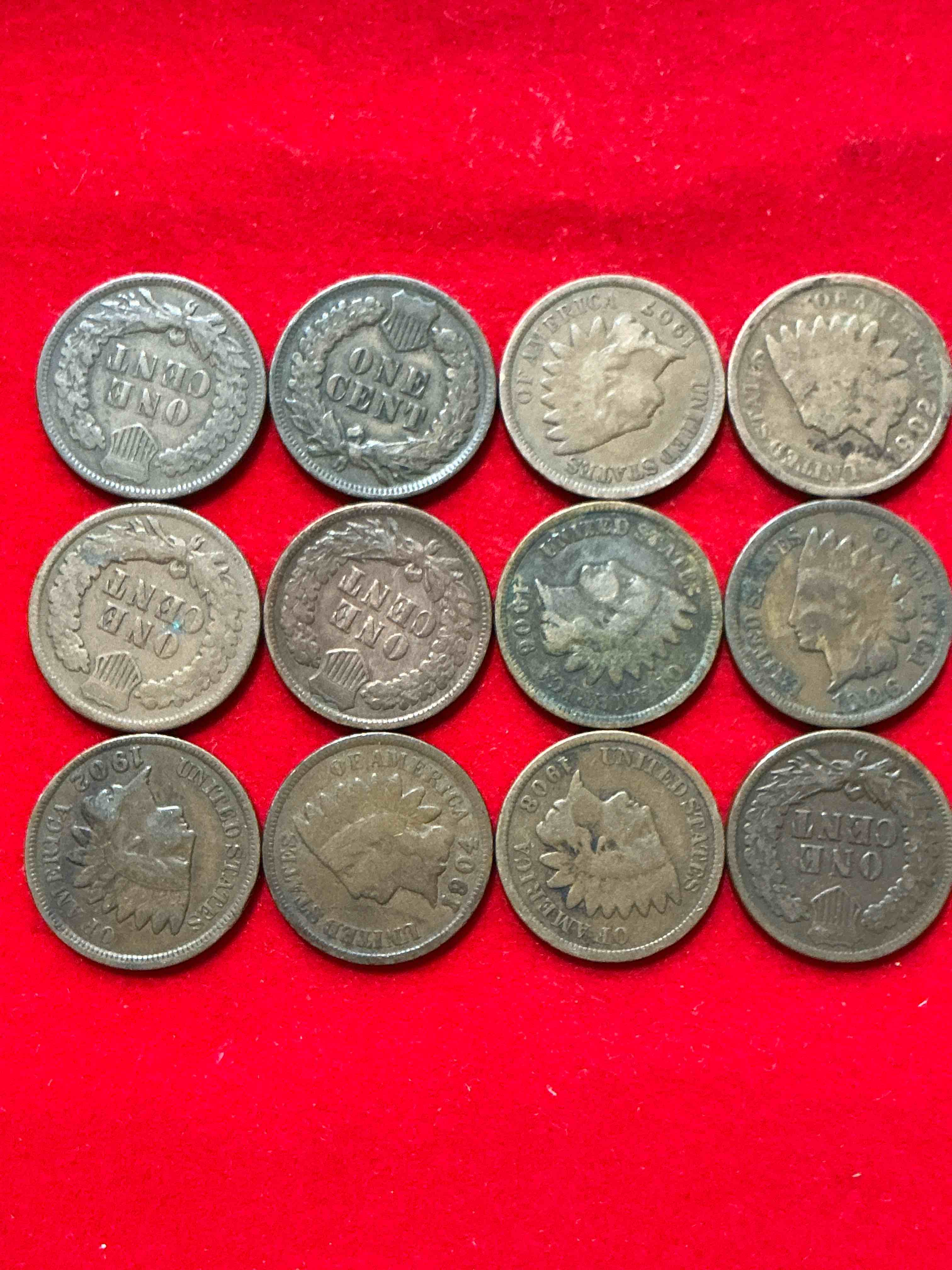 Condition photo showing Good Condition for indian head pennies! these gorgeous u.s. pennies were minted from 1859-1909 & have become serious collector items! the "indian head" design is actually a representation of lady liberty wearing an indian headdress. here are beautiful, well-kept examples representing many different mint years! great for collecting, investing & learning history, & rare with visible dates!