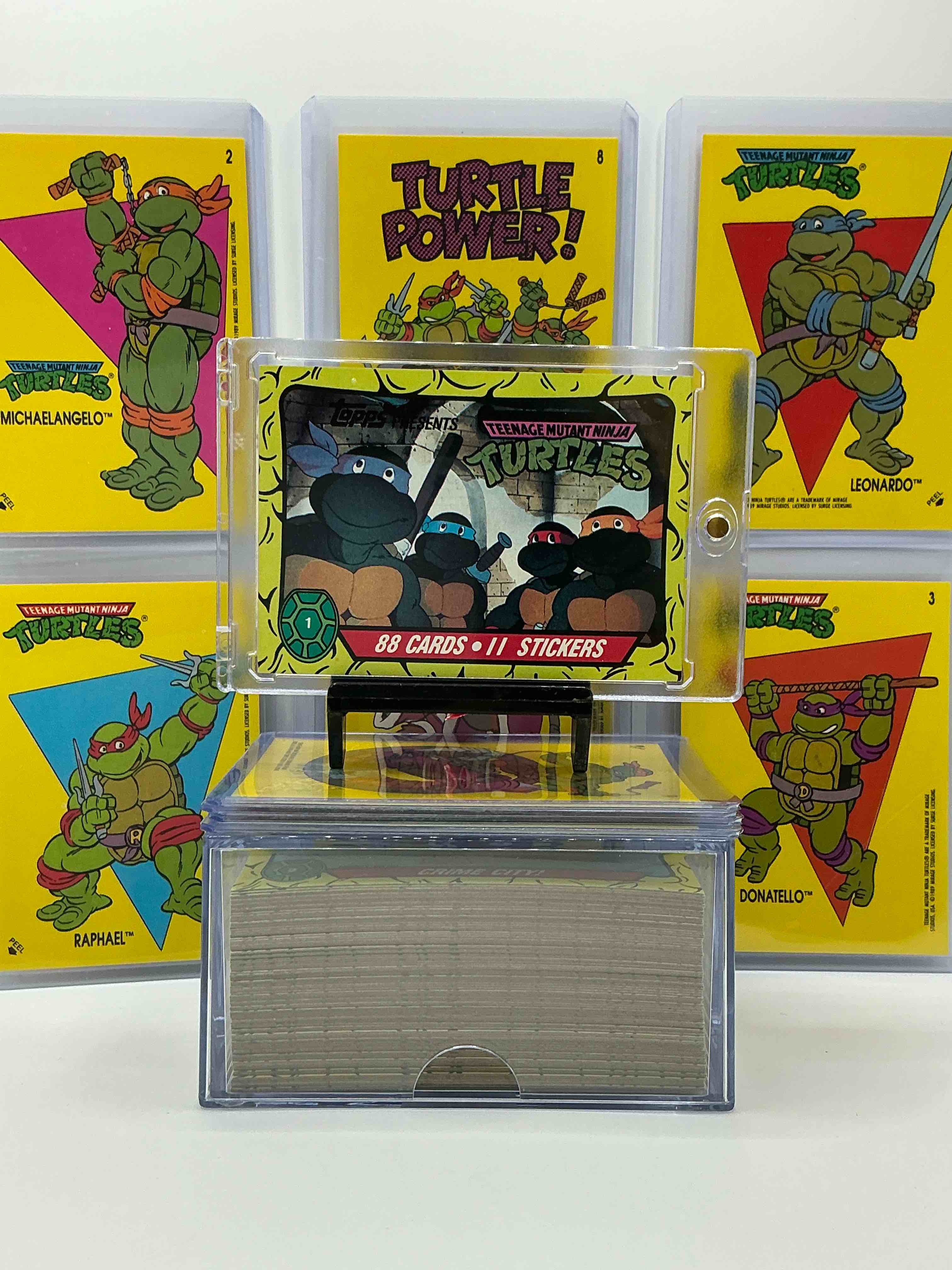 1989 ninja turtle wow!  totally complete original, authentic teenage mutant ninja turtles complete trading card & stickers!  all 88 cards & 11 stickers included, for a total qty of 99! excellent condition!  your chance to own a genuine tmnt original serious collectible! 