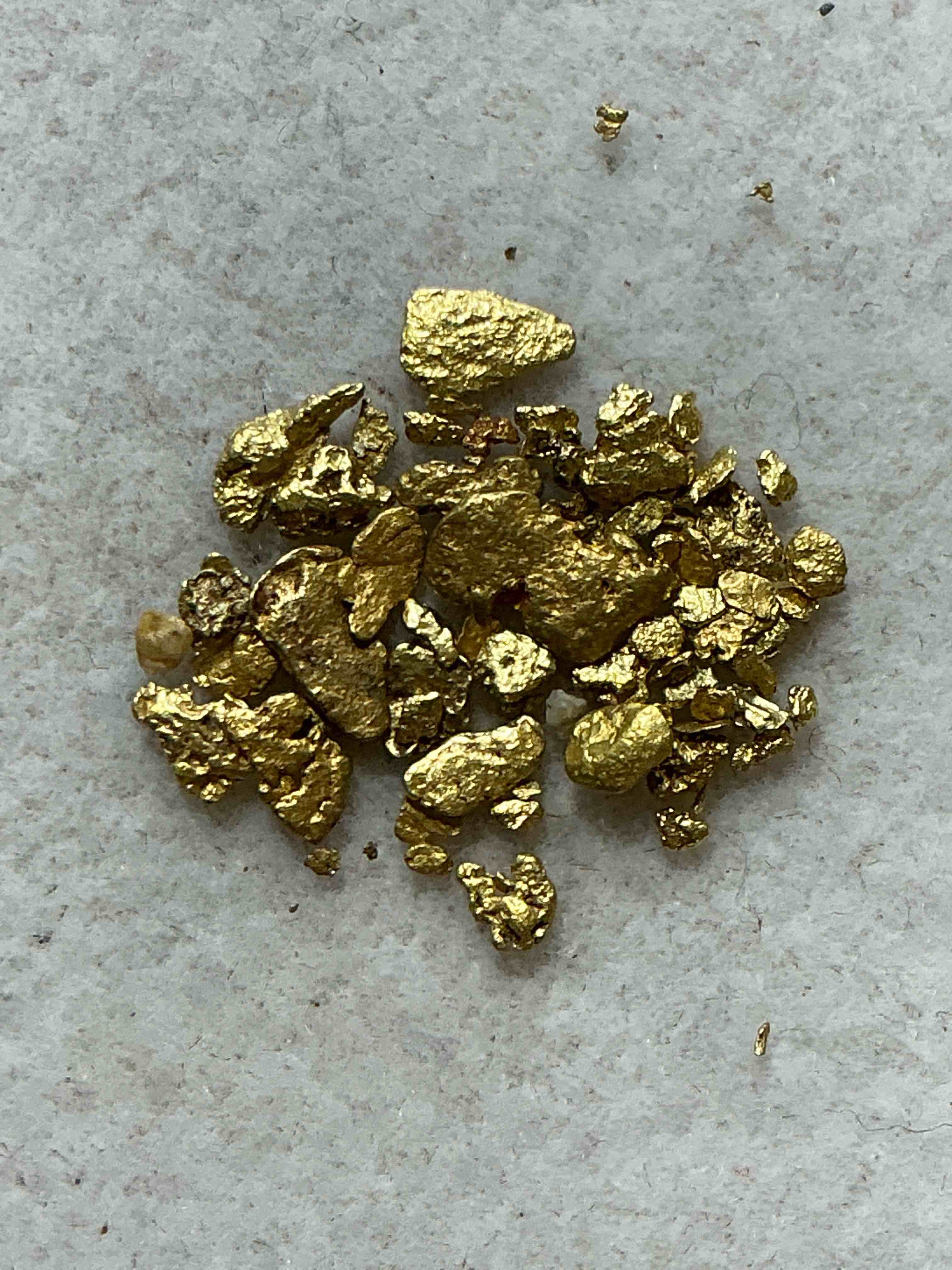 approximately 1 gram genuine gold nuggets! gold nuggets fresh from prospecting north carolina mountains, total weight of all nuggets is approximately 1 gram this gold nugget tests at between approx 22-24 karat. gold in raw, prospected form is extremely hard to find & much rarer than any refined form. get in on the gold craze... gold has increased in value over 40% since 2025! u.s. dime for size reference only (not included). case in image included. own genuine, gold nuggets!