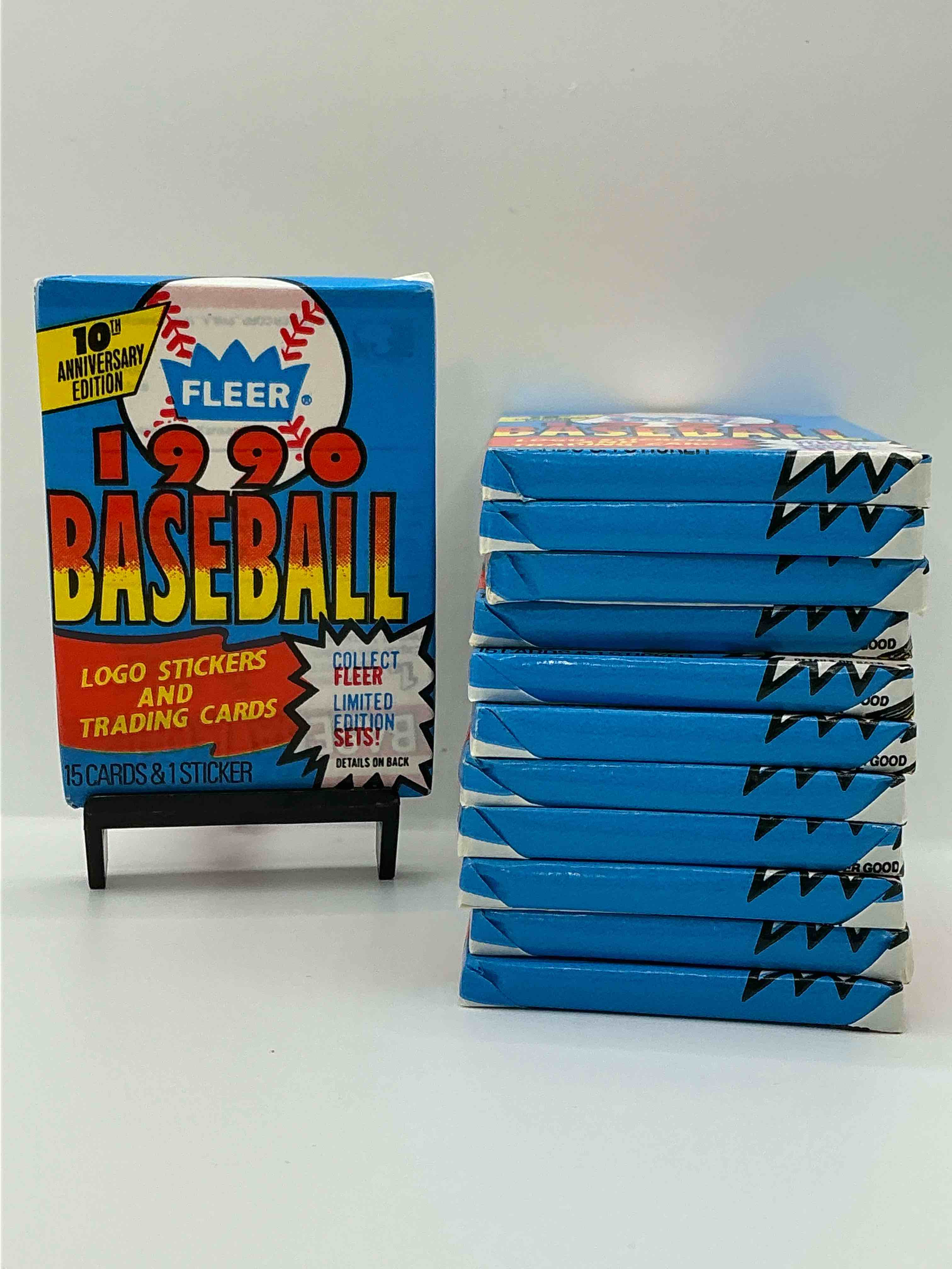 vintage baseball! awesome 1990 fleer baseball unopened sports card wax packs!direct from original box! search for valuable collectible ken griffey jr cards!