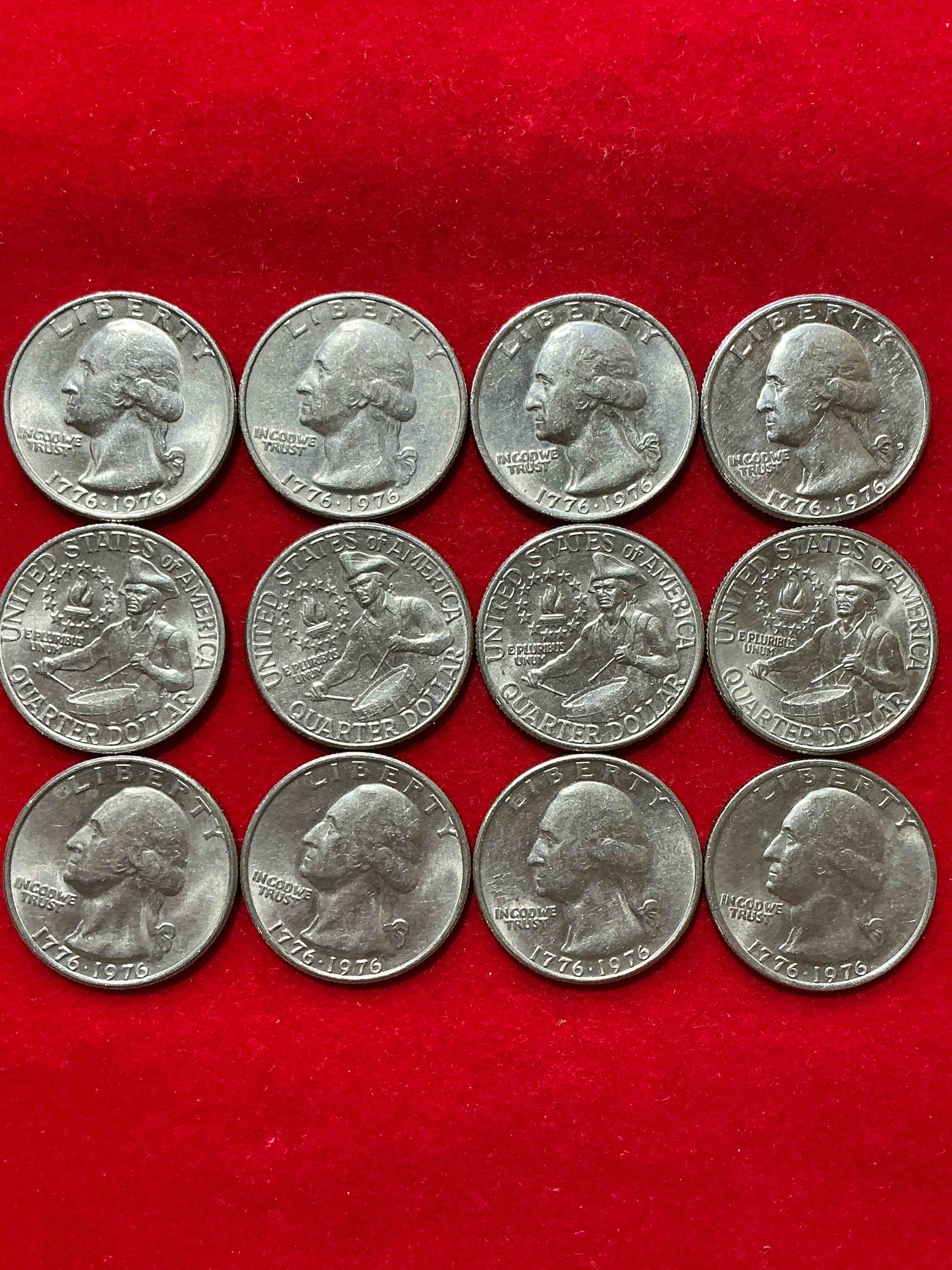 1976 bicentennial bliss! in 1976 the u.s. mint produced coins celebrating the 200 year anniversary of america. up for auction are awesome examples of bicentennial quarters coins produced for this... the infamous half dollar & 200 year anniversary edition! highly desirable for collectors! own pieces of history & get ready for america's 250 year anniversary coming soon!