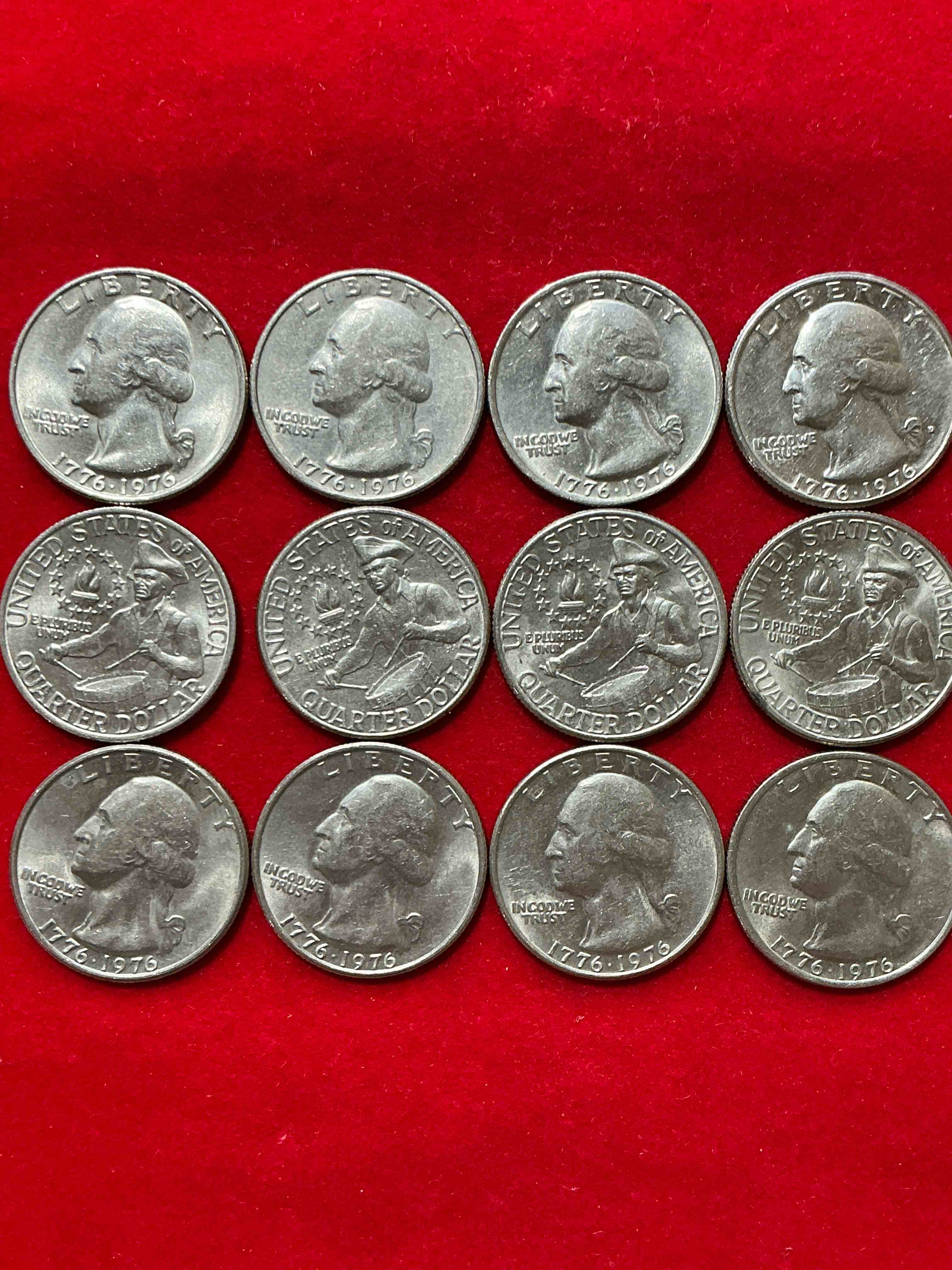 Condition photo showing Good Condition for 1976 bicentennial bliss! in 1976 the u.s. mint produced coins celebrating the 200 year anniversary of america. up for auction are awesome examples of bicentennial quarters coins produced for this... the infamous half dollar & 200 year anniversary edition! highly desirable for collectors! own pieces of history & get ready for america's 250 year anniversary coming soon!