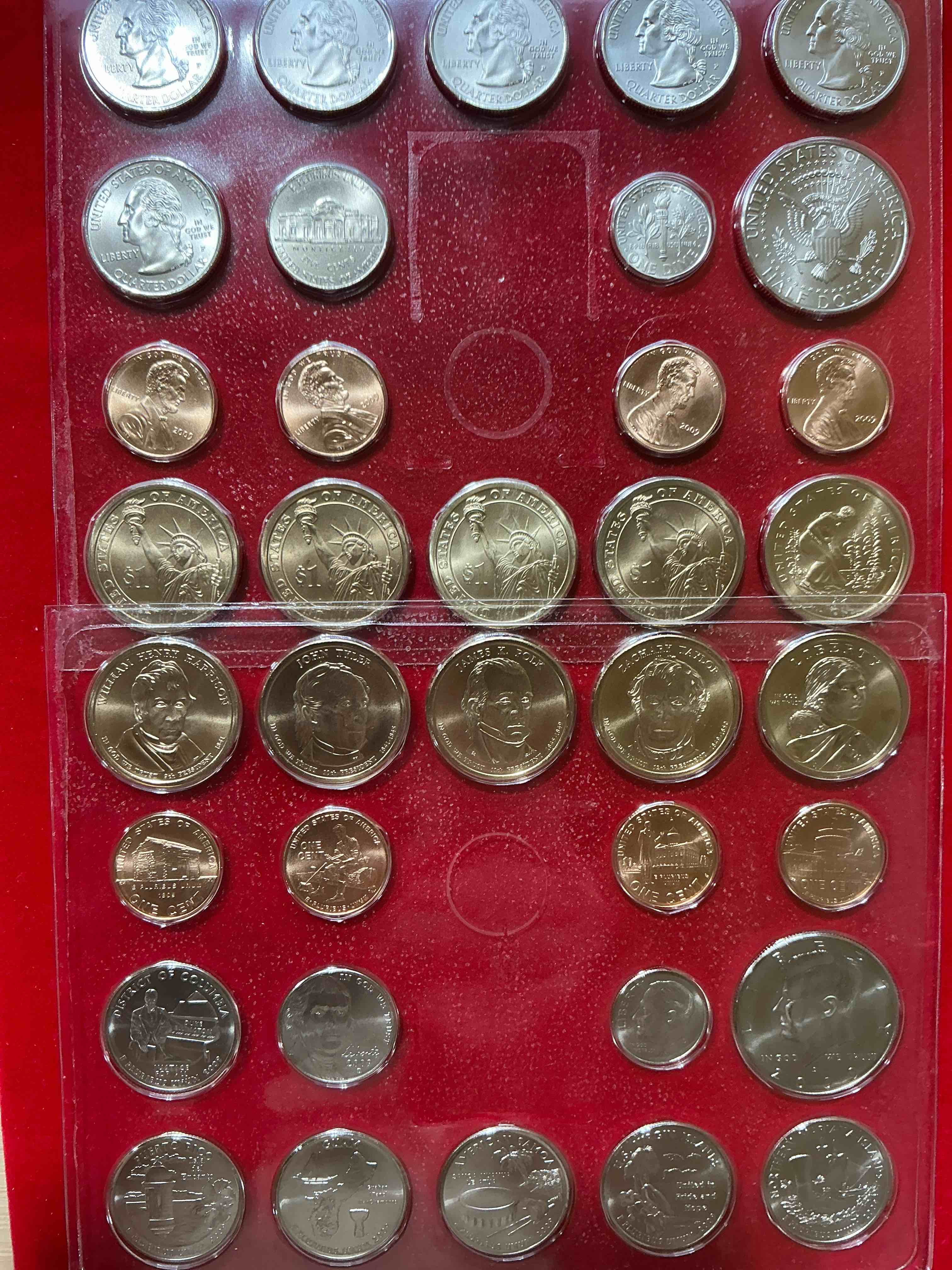Condition photo showing New/Like New for 36 coin craziness! denver & philly mints! 2009 uncirculated mint set coins! includes half dollars, president dollar coins, dimes, nickels, pennies & quarters! cool coin collectible! 