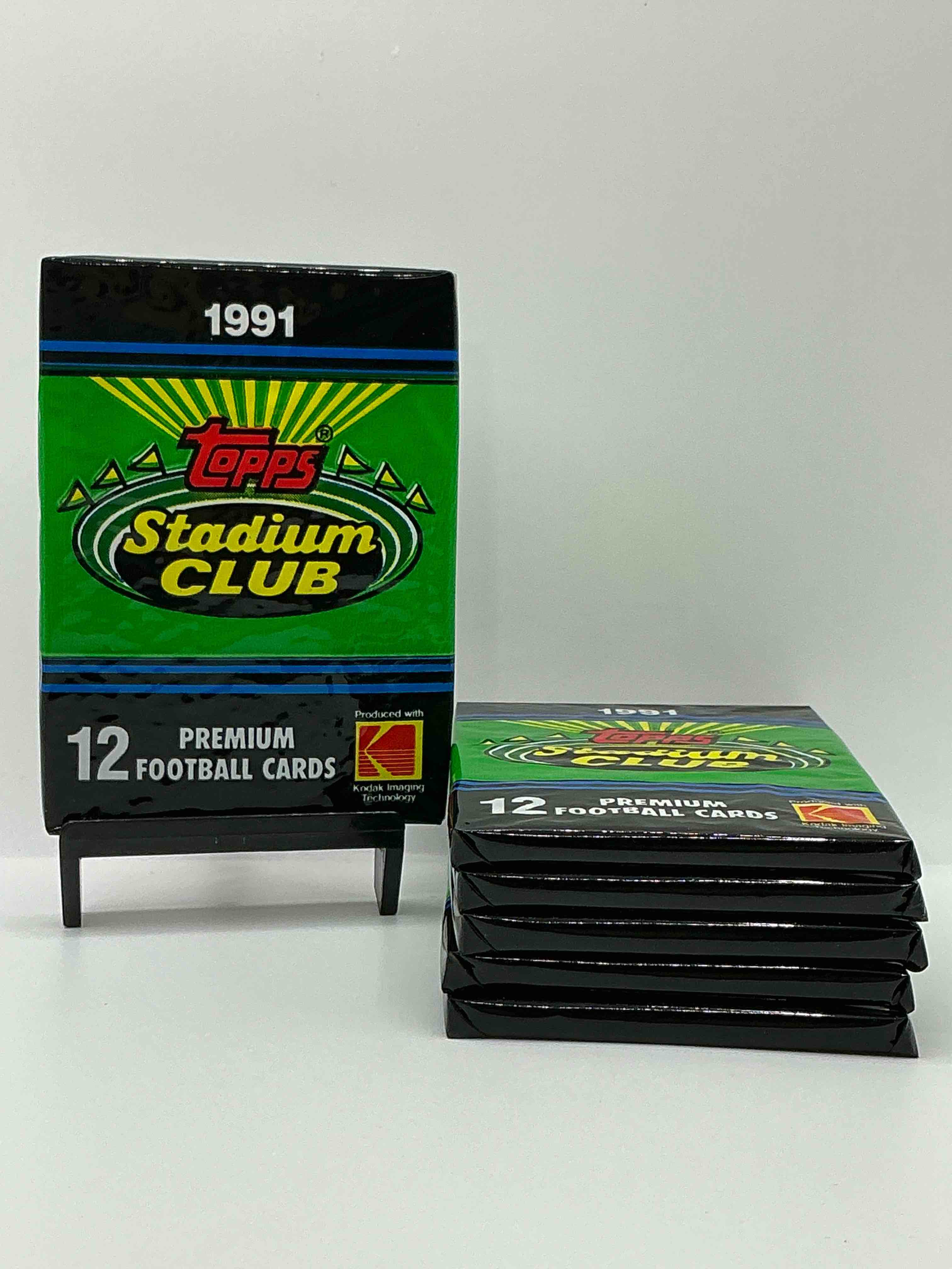 1991 topps stadium club football unopened sports card pack, direct from original retail case. search for early barry sanders, emmitt smith, jerry rice & joe montana!